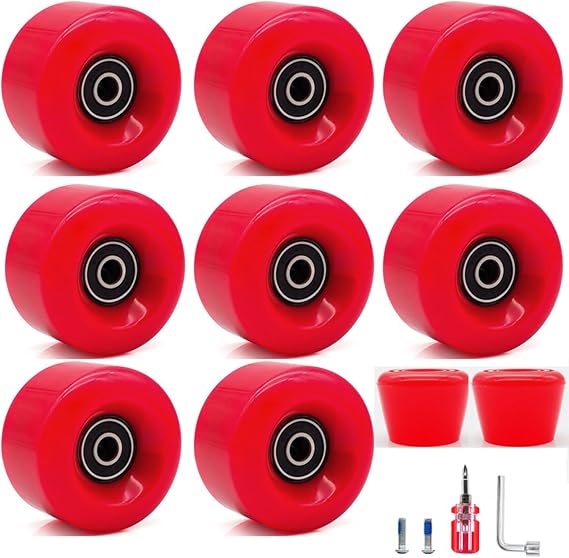 8 Pack Roller Skate Wheels 58mm x 32mm 82A PU with 608RS Bearings for Quad Skates and Skateboards Indoor Outdoor Use Red Green Blue Pink Purple Black White(Purple)