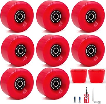 8 Pack Roller Skate Wheels 58mm x 32mm 82A PU with 608RS Bearings for Quad Skates and Skateboards Indoor Outdoor Use Red Green Blue Pink Purple Black White(Purple)
