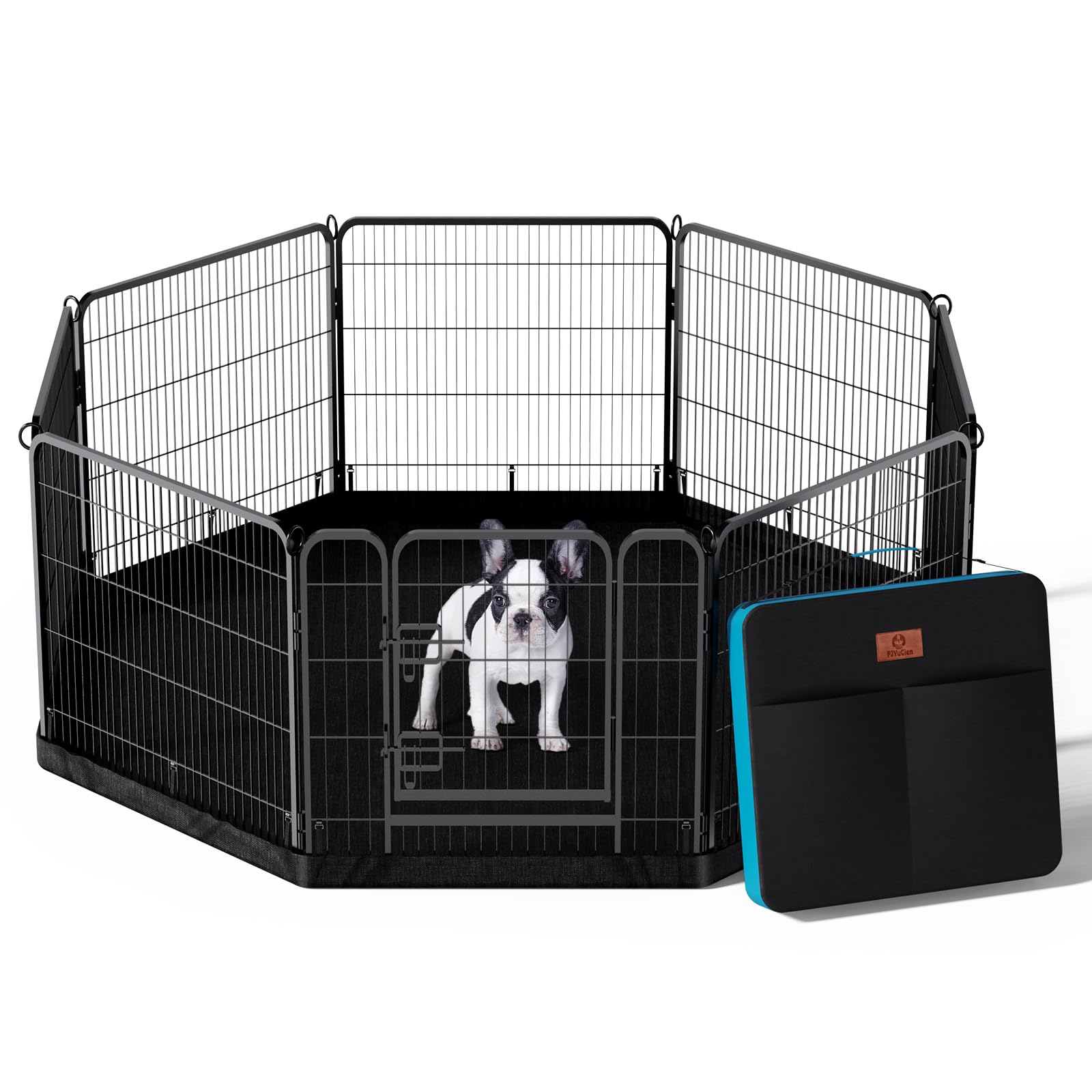 PJYuCien Dog Playpen Plus Storage Bag for Camping, 24" H Dog Pen with Extra Hard Bottom Heavy Duty Puppy Playpen for Puppies/Small Dogs, 8 Panels