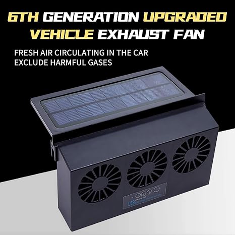 Newest USB Solar Powered Car Ventilator, Solar Powered Car Exhaust Fan, Car Radiator,Eliminate The Peculiar Smell Inside The Car and Can Be Used for General Types of Cars