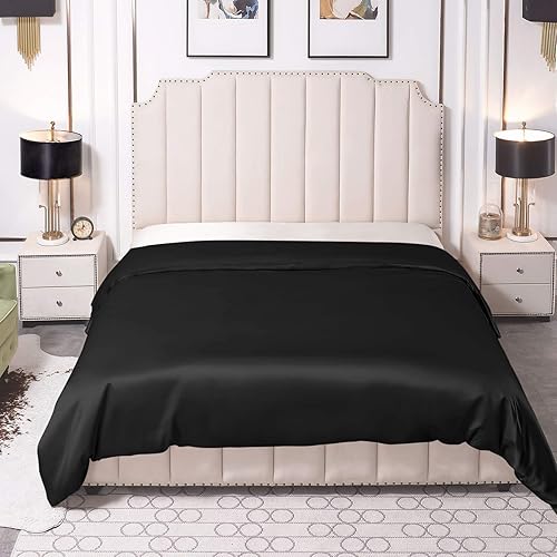 Miniatura 10 de THXSILK Lujosa funda de edredón de seda sin costuras, 25 Momme de seda de morera para edredón de plumón con cierre de cremallera (carbón, King)