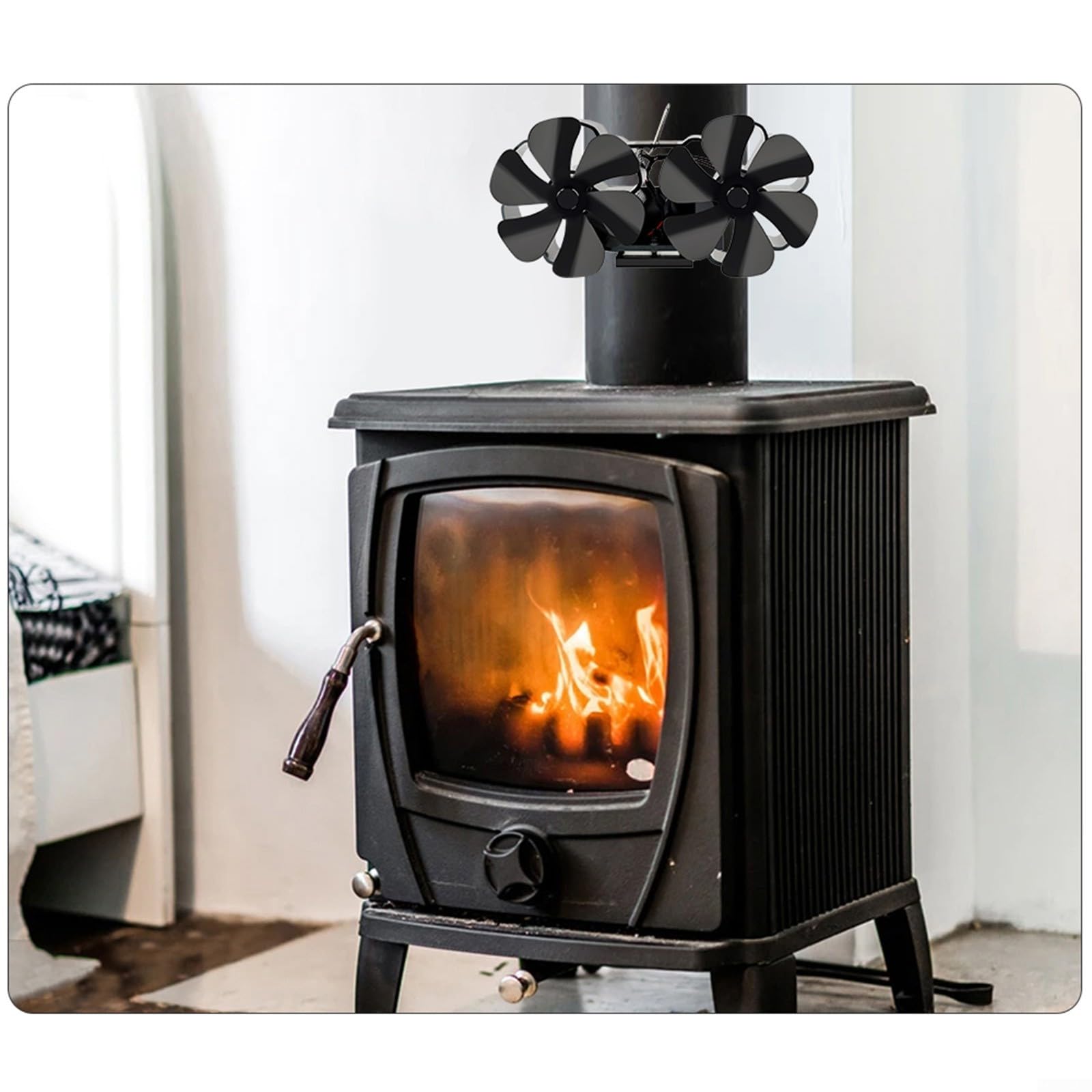Efficiënte Ovenventilator met 5 Vellen - Energiebesparend en Stil voor Houtkachels