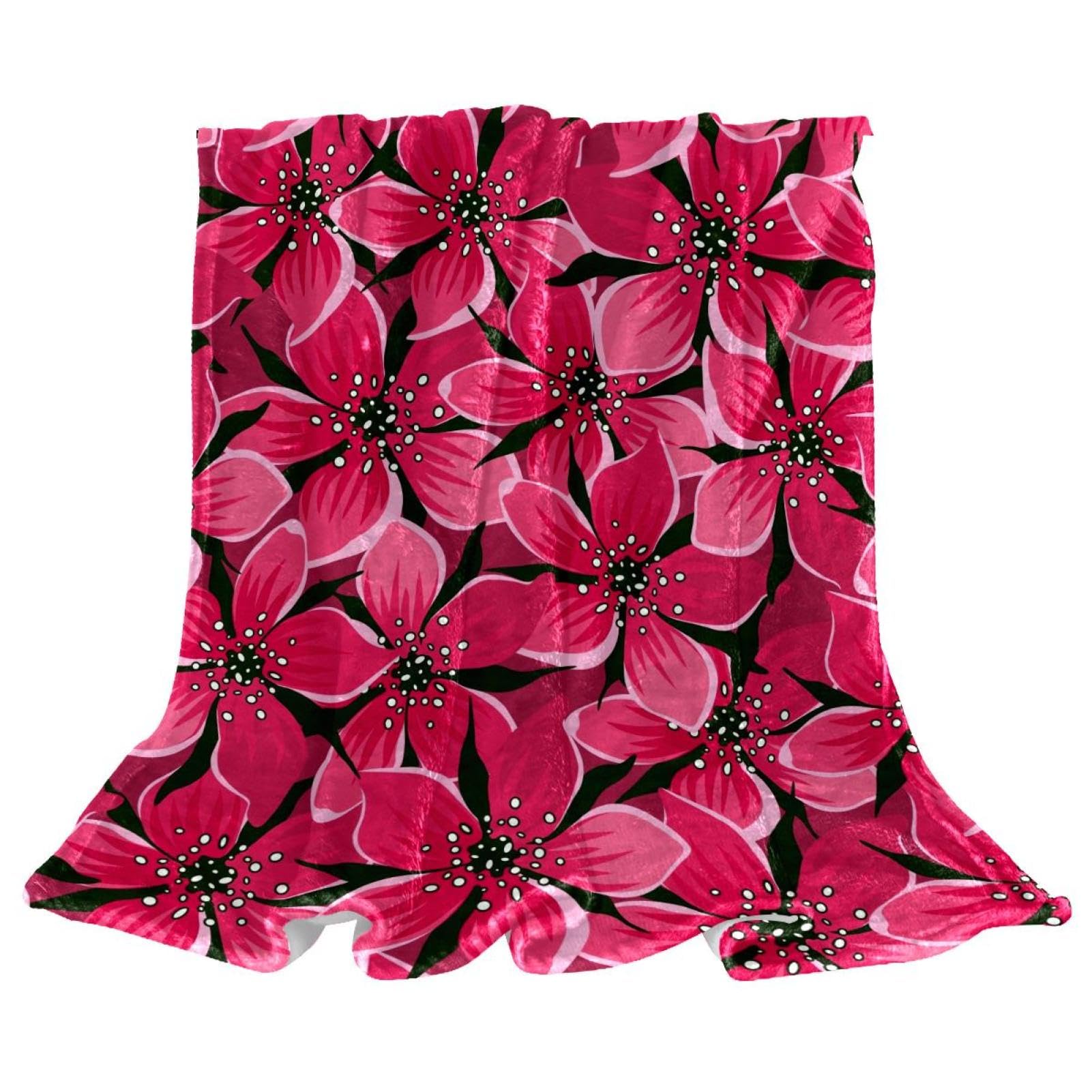 Couverture Polaire Fleurs Roses Contre le Froid Plaid Canapé Lit