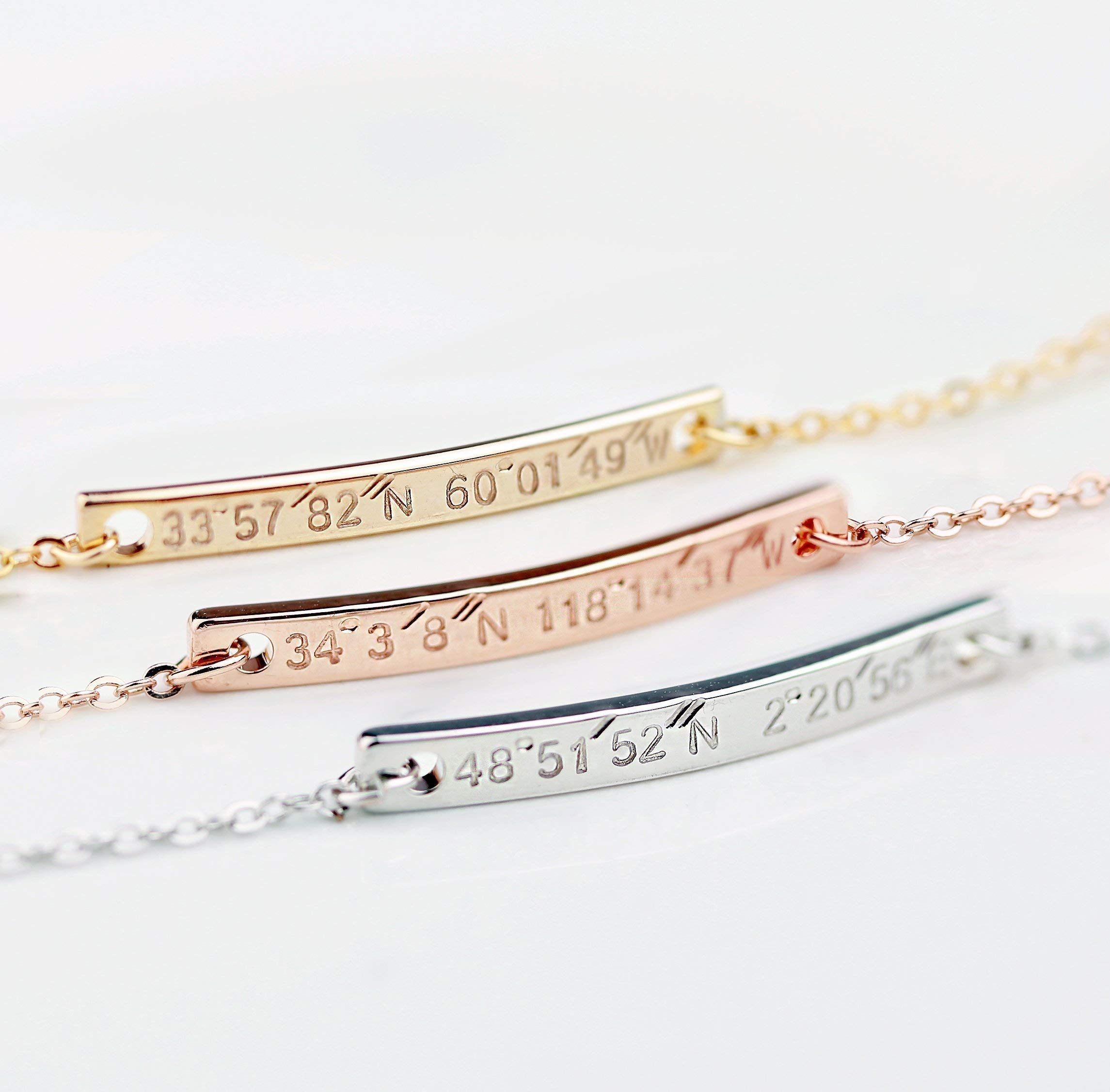 A Delicate Coordinate Bracelet Personalized Bridesmaid Gift Girlfriend Best Friend Gift for Her Women - 2BR