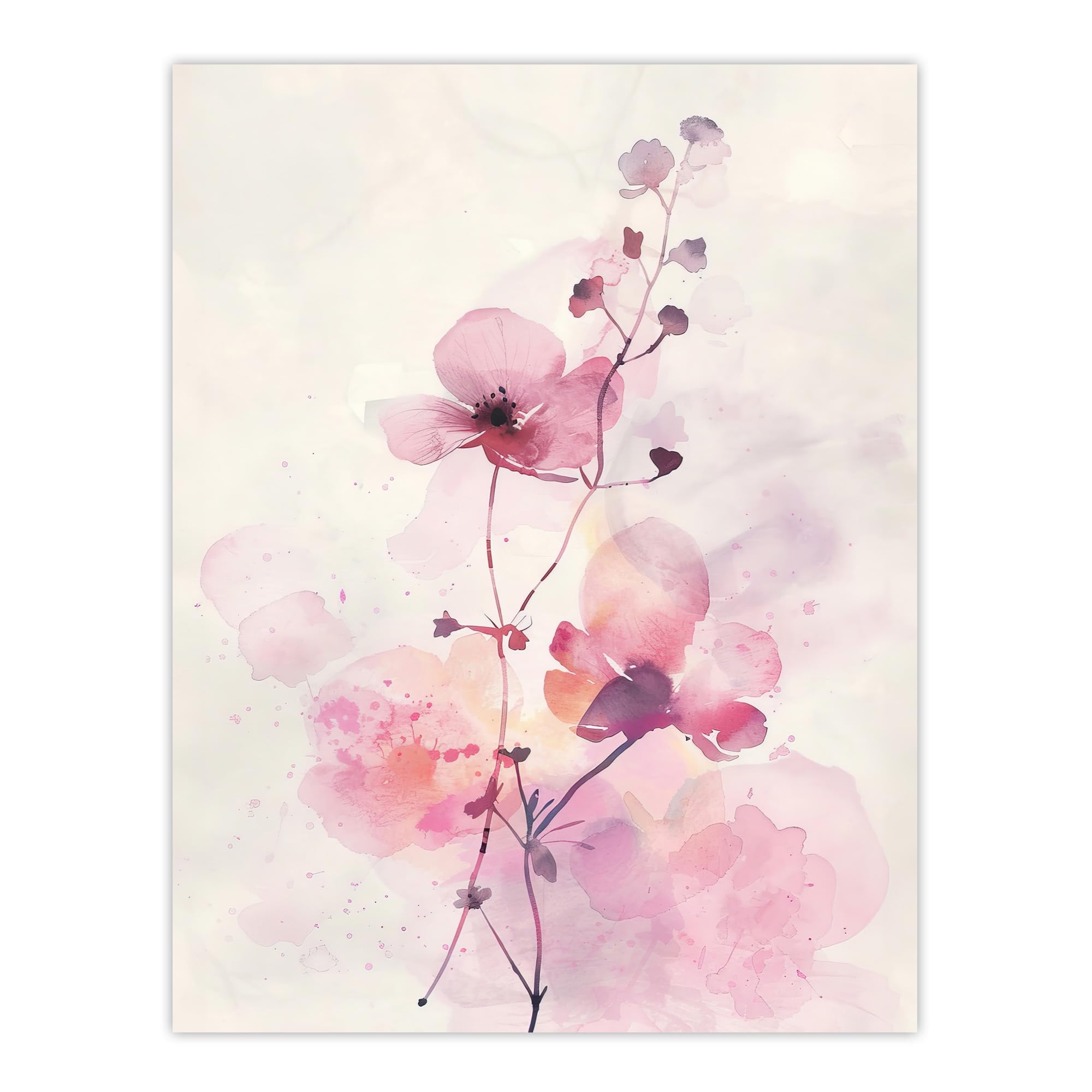 Artery8 Purple Geranium Flower Pastel Modern Watercolour Living Room Large Wall Art Poster Print Thick Paper 18X24 Inch