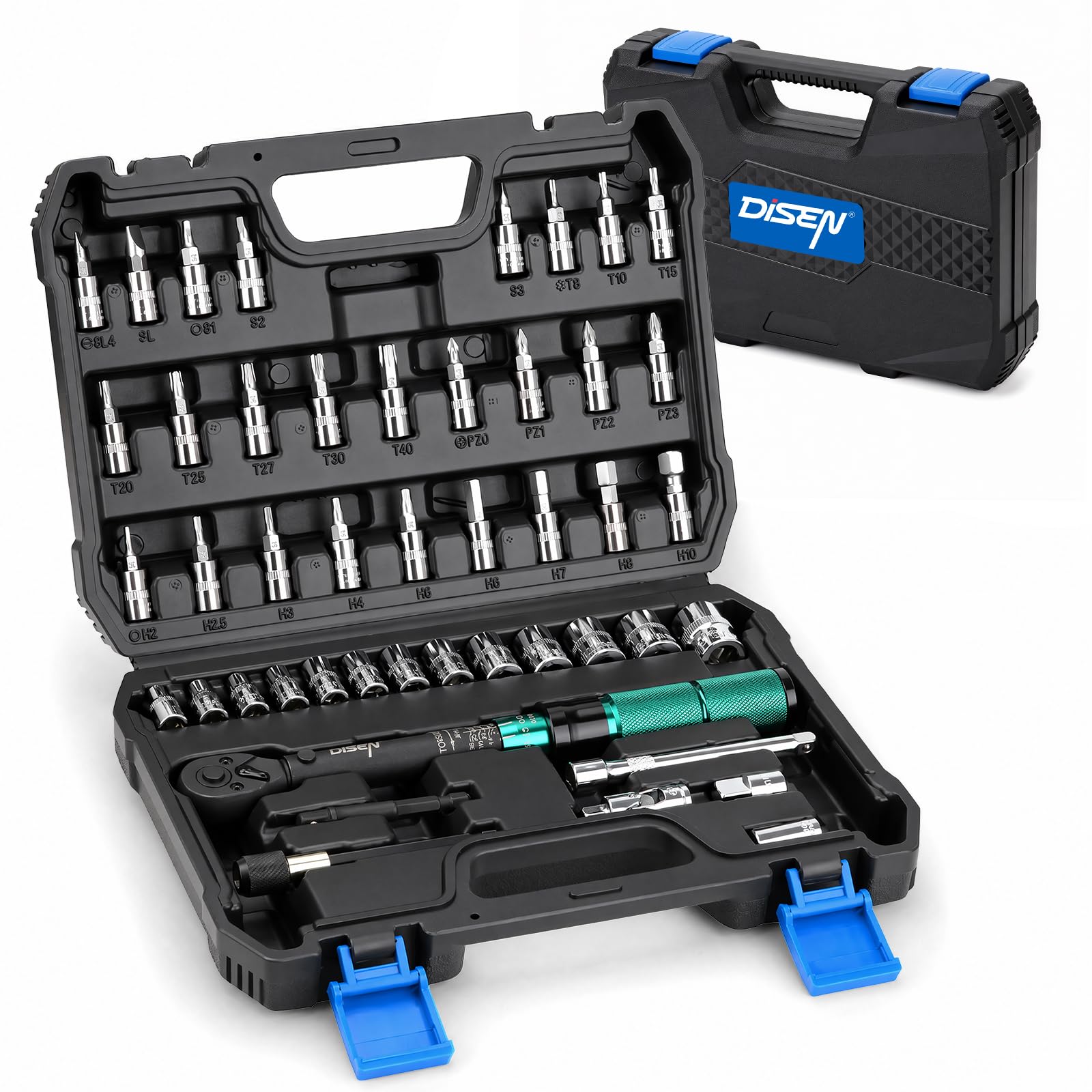 DISEN 46PCS 1/4" Click Torque Wrench 1-26 N.m 72-Tooth Quick Release | ±3% accuracy | Rev…