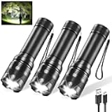 3Pack Rechargeable Flashlights, Tactical Flashlight High Lumens, Super Bright Flashlight, Mini Small Flashlights Powerful, LED Linterna Recargable, Pocket Handheld LED Flash Light for Home Emergency
