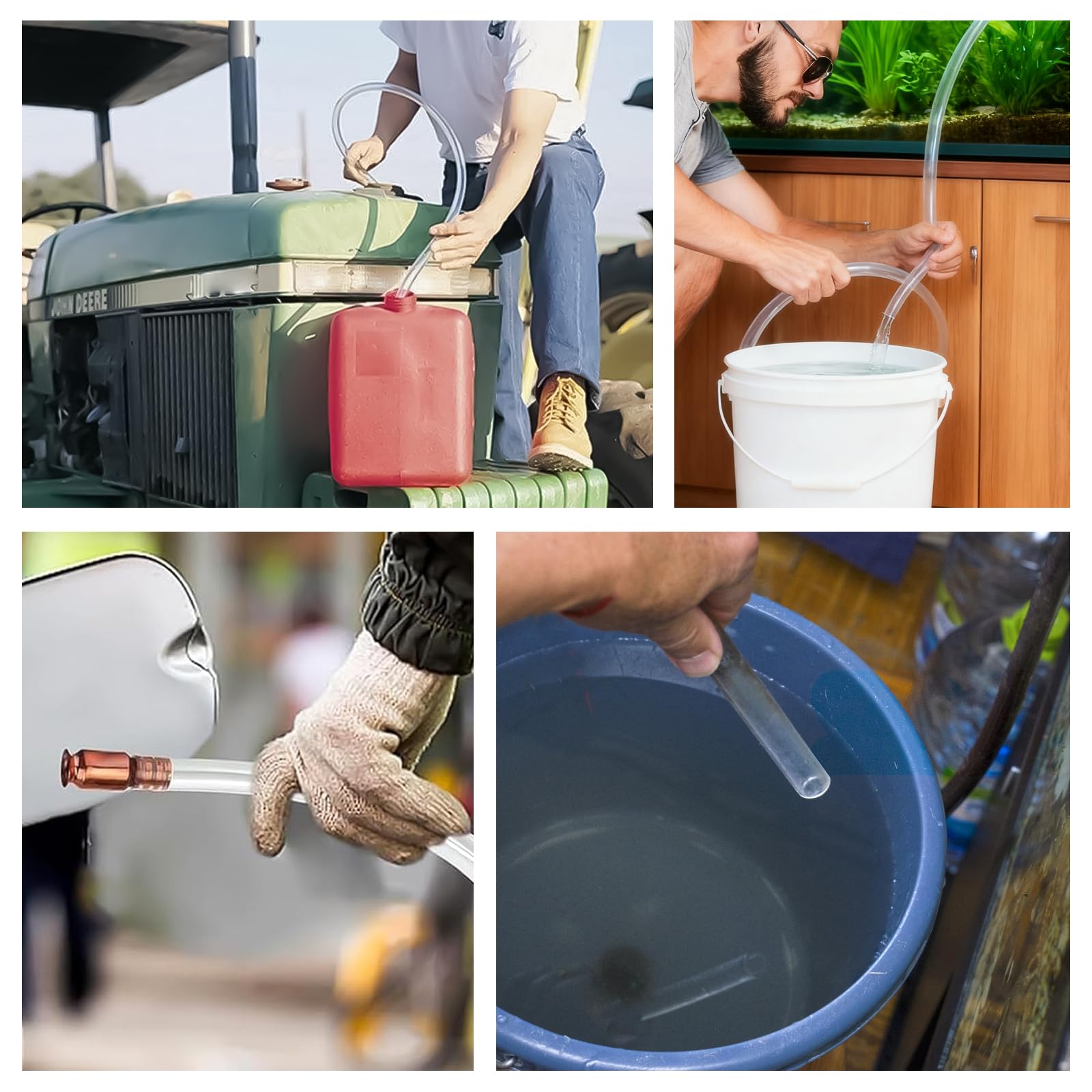2 tubi di agitazione, 1,8 m/2,5 m, autoadescante, tubo agitatore per benzina, diesel, pompa di trasferimento dell'acqua, con valvola in rame e morsetto per tubo