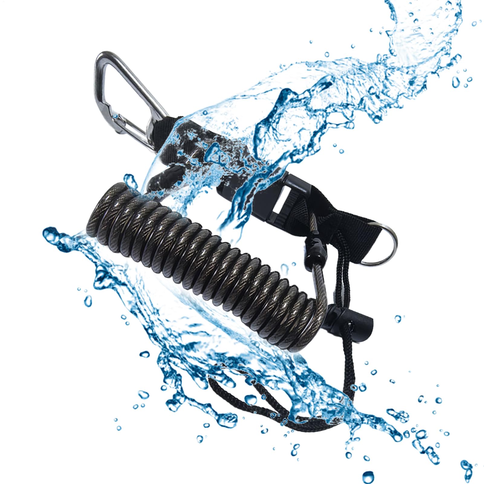 Clip de resorte lanyard extensible espiral para accesorios buceo 8