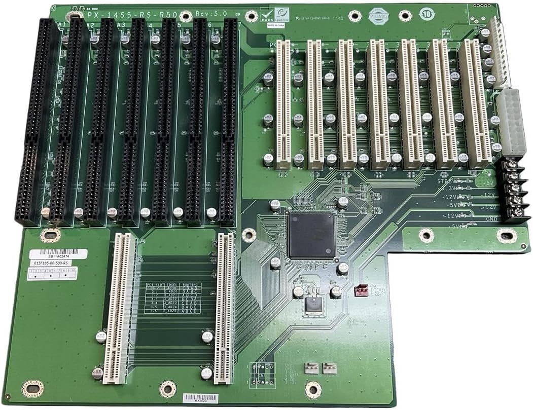 IEI Technology PX-14S5-RS-R50 14-Slot backplane with 7 PCI Slots via Pericom Bridge IC and 6 ISA Slots