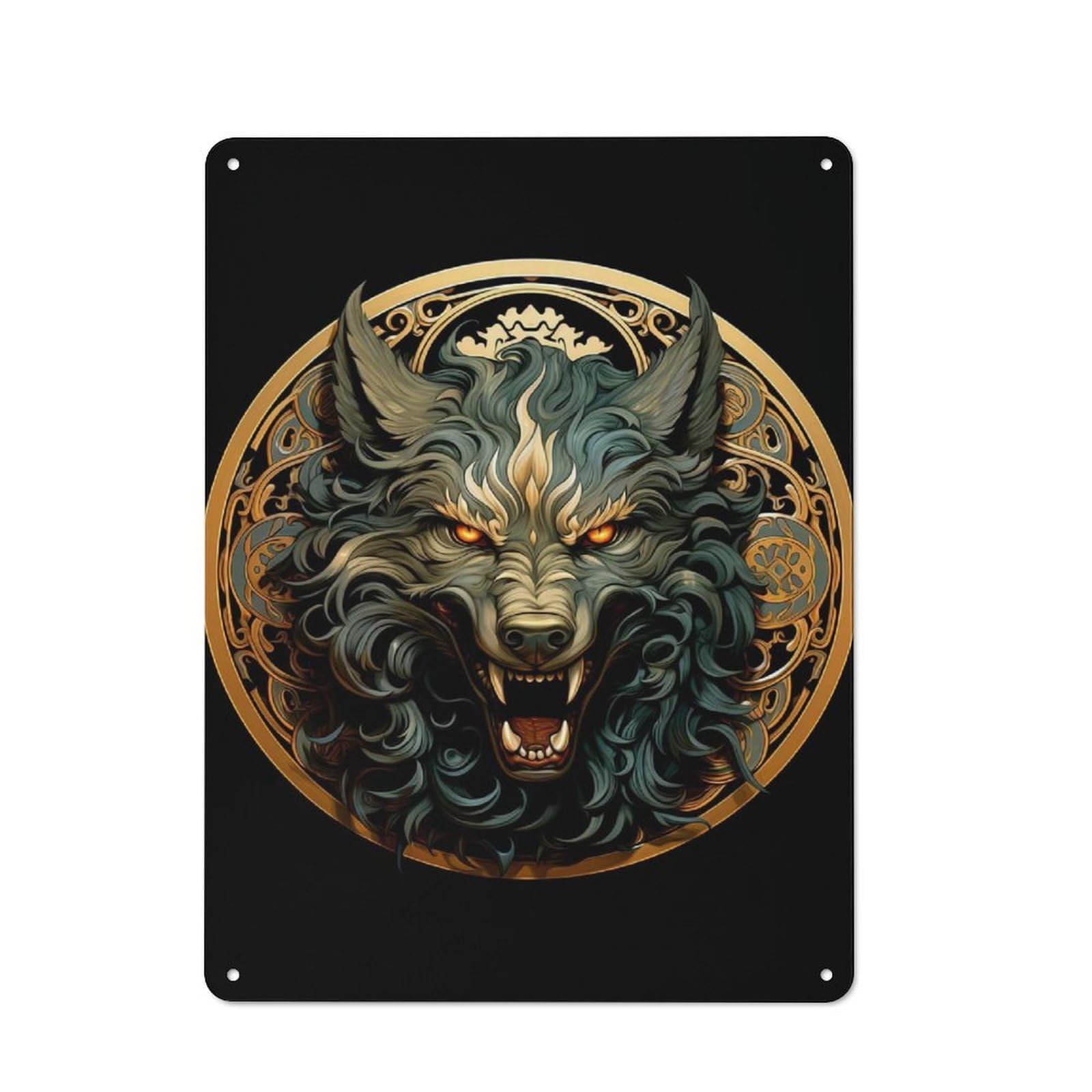 Junmoney Style-9 Fantasy Wolf Retro Tin Sign 40X30cm For Café Or Restaurant, Housewarming Wall Decor For People Furnishing Café And Restaurant