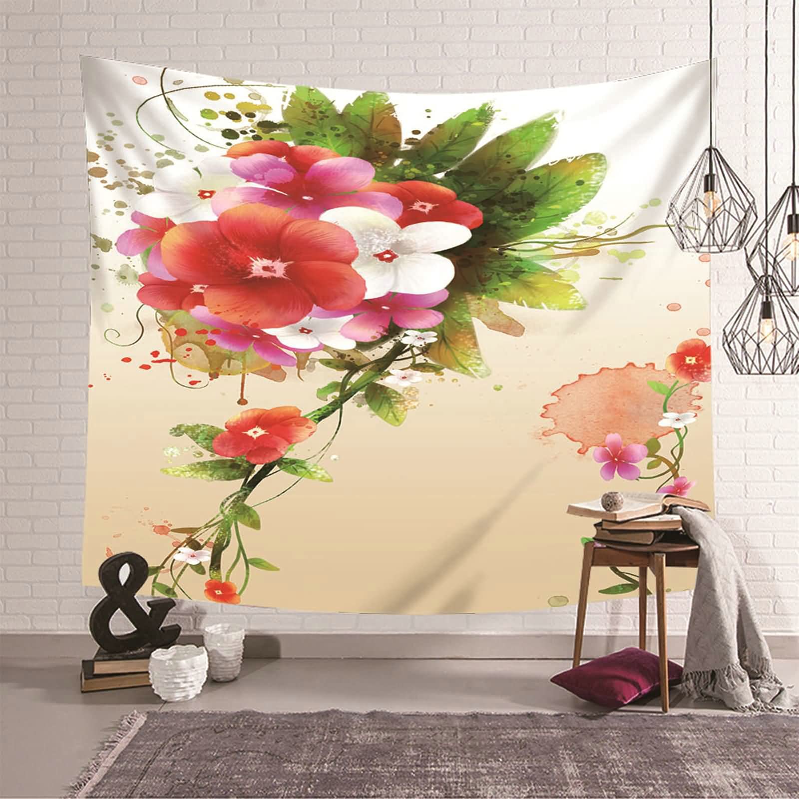 Tapiz de pared con flores KnSam para transformar tu salón en un oasis natural