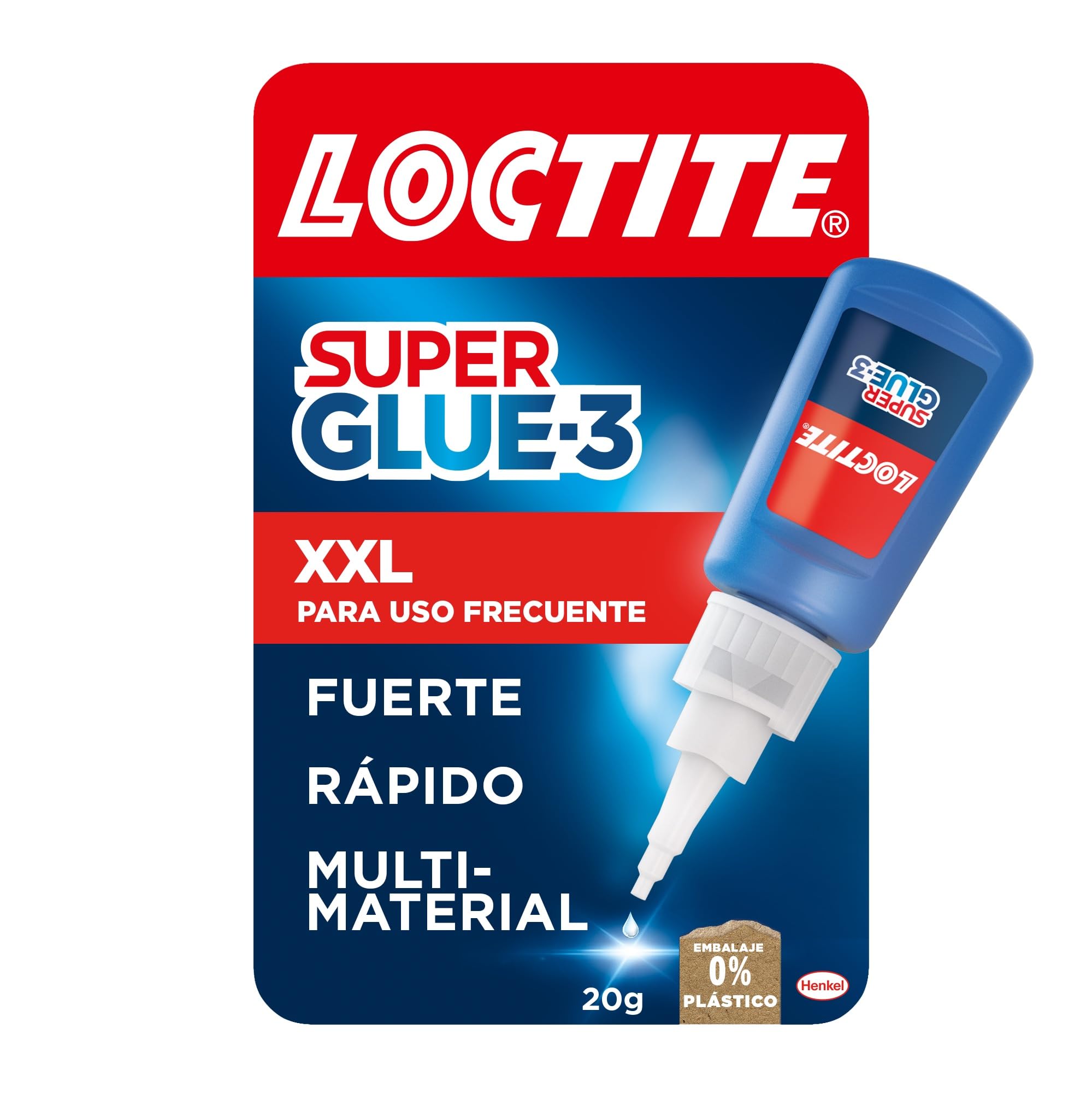 Loctite Super Glue-​3 XXL, pegamento universal triple resistencia, adhesivo para uso intensivo, pegamento instantáneo, transparente y extrafuerte, 1x20 g
