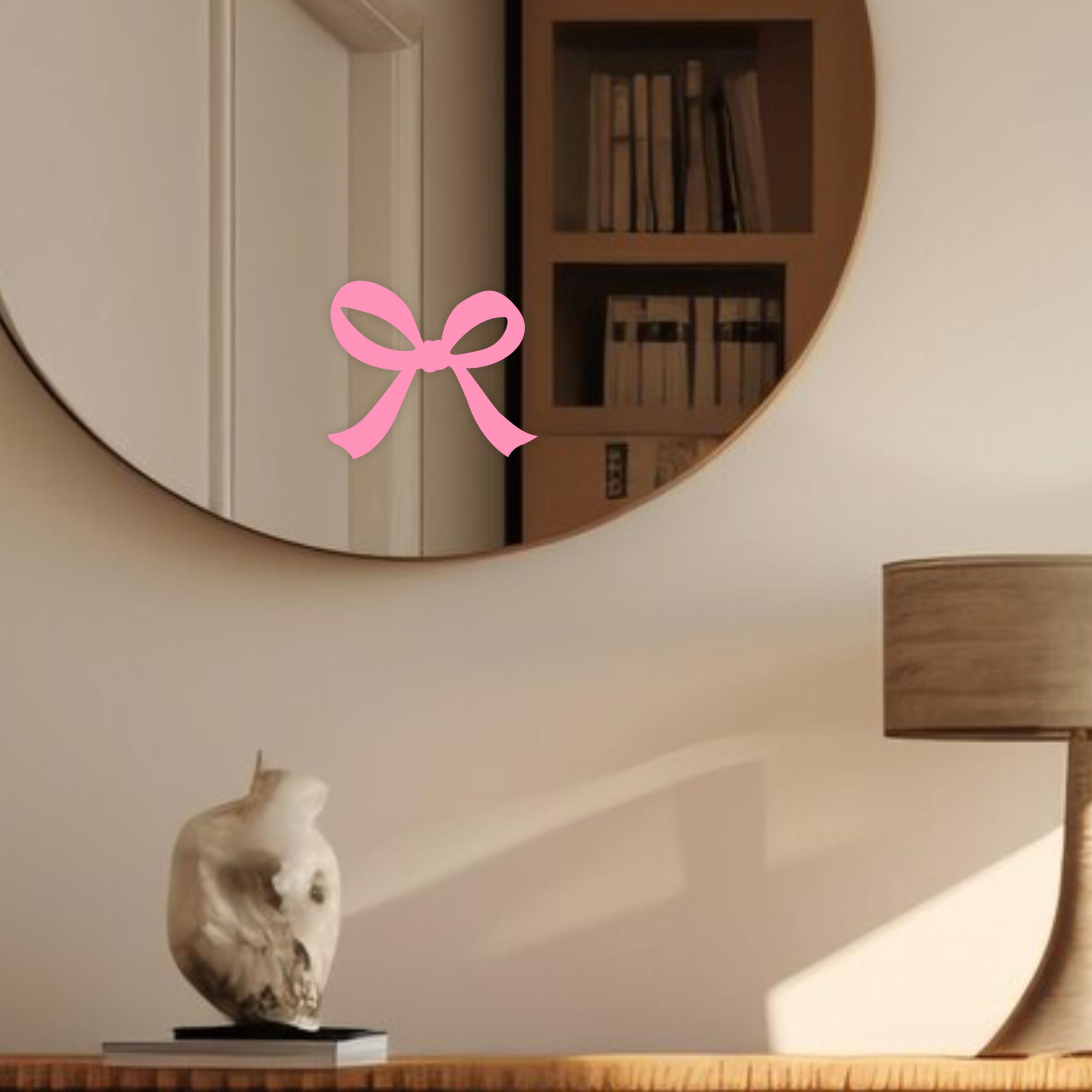 Set 3Pcs Pink Bow Rearview Mirror Decals Cute Bow Girly Stuff Bookish Stickers Aesthetic Ribbon Water Bottle Kindle — view 4