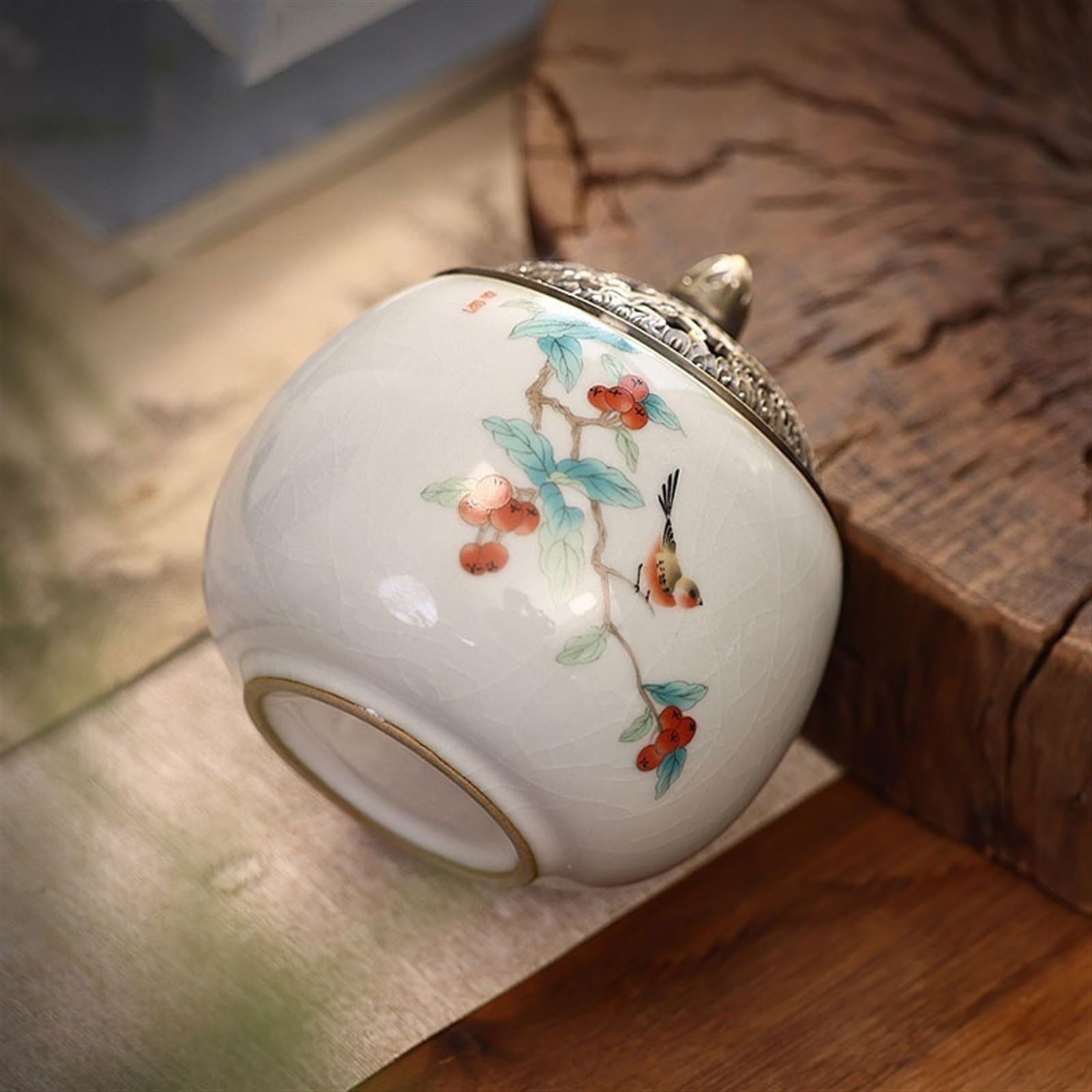 Uchwyt na kadzidło w kształcie stożka, Kadzidło z przepływem zwrotnym Ceramiczny wzór pęknięć Wzór chińskiego atramentu Rozmiar 10,7 x cm