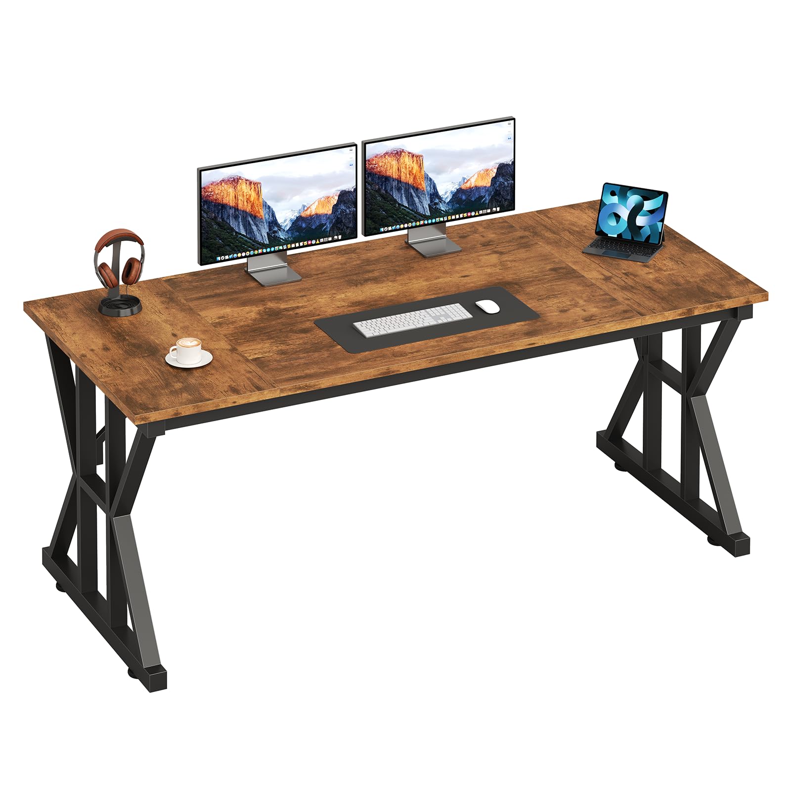 55" Large Computer Desk with Thickened Frame for Home Office, Living Room