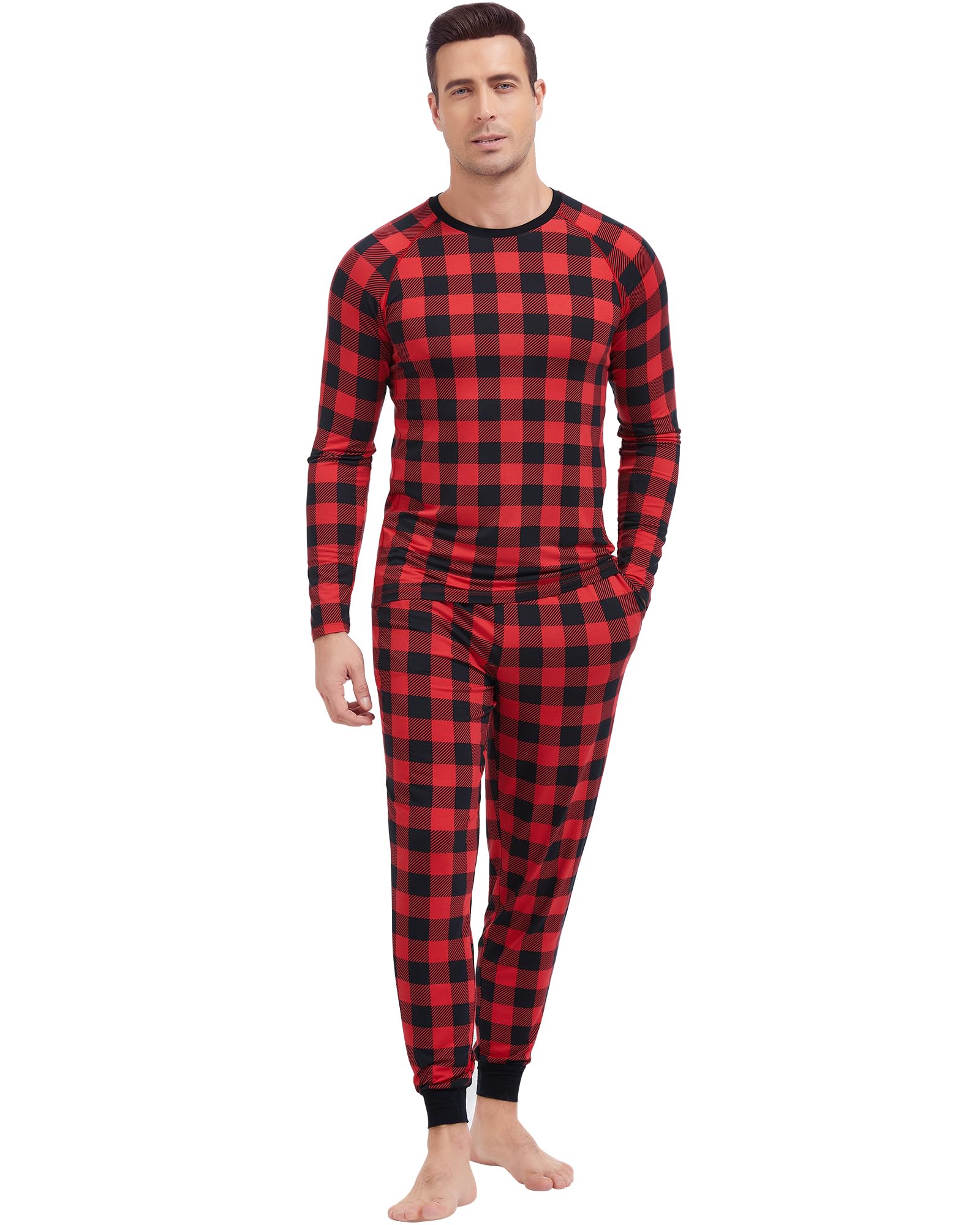 NACHILA Mens Pajamas Set Viscose Made from Bamboo Crew Neckline Top Pjs