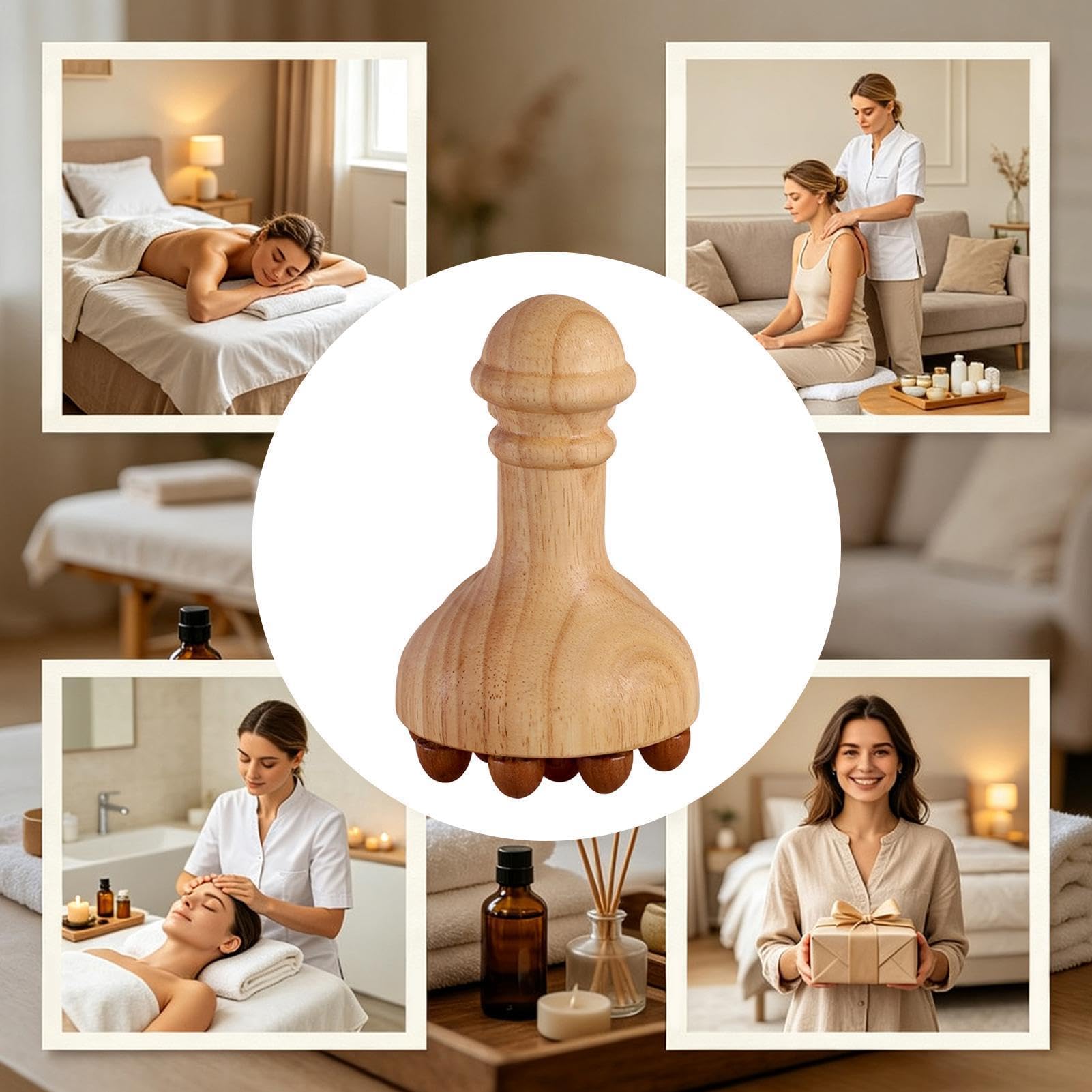 Meridian-Massagebürste für den Körper Holz-Handstimulator Mit 12 Kugeln