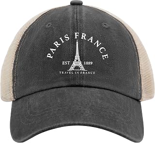 Paris France Eiffel Tower Travel in France Hats for Men Baseball Cap Cool Washed Workout Hats Light