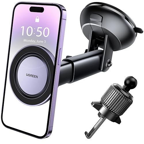 Immagine del prodotto UGREEN Porta Cellulare da Auto Magsafe 2 in 1, Supporto Cellulare Auto per Il Cruscotto & Bocchette di Aerazione e Parabrezza Compatibile con iPhone 15 14 13 Plus PRO Max, Galaxy, Xiaomi, ECC.