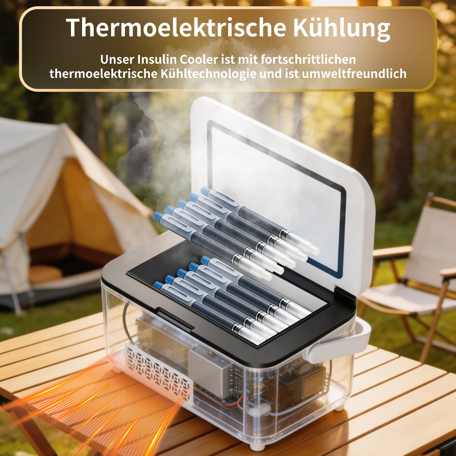 Insulin Kühlbox Elektrisch, Kühlbox 2-8°C Tragbar mit LCD-Temperaturanzeige und 13600mAh Batterie (mit Griff), für Auto, Reisen und Außenbereich (Grau)