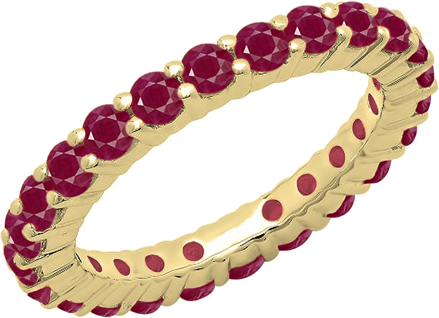Dazzlingrock Collection Round Ruby Dainty Eternity Stackable Band for Her in 14K Solid Gold