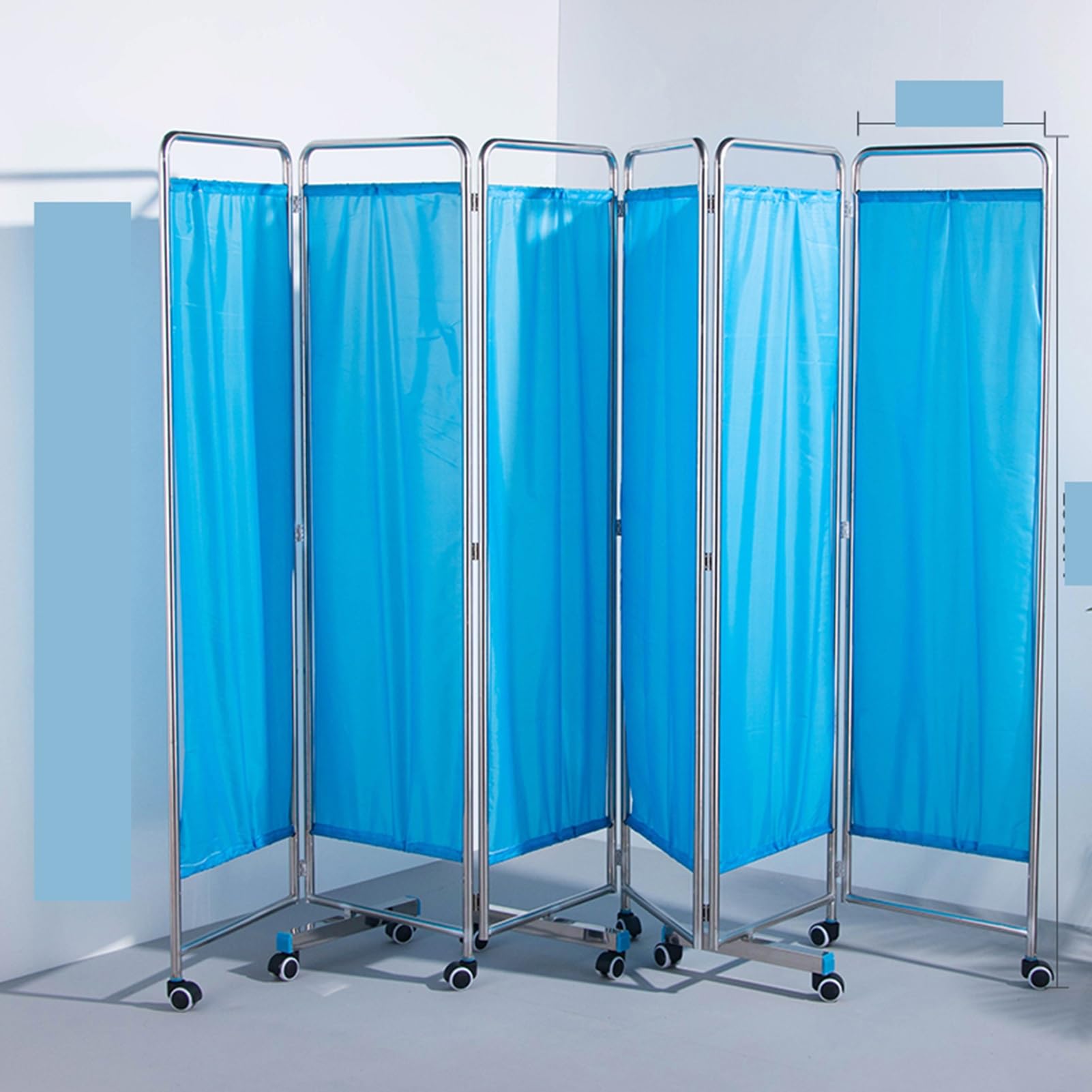 Paravent médical portable bleu et cloison amovible sur roulettes pour cabinet médical