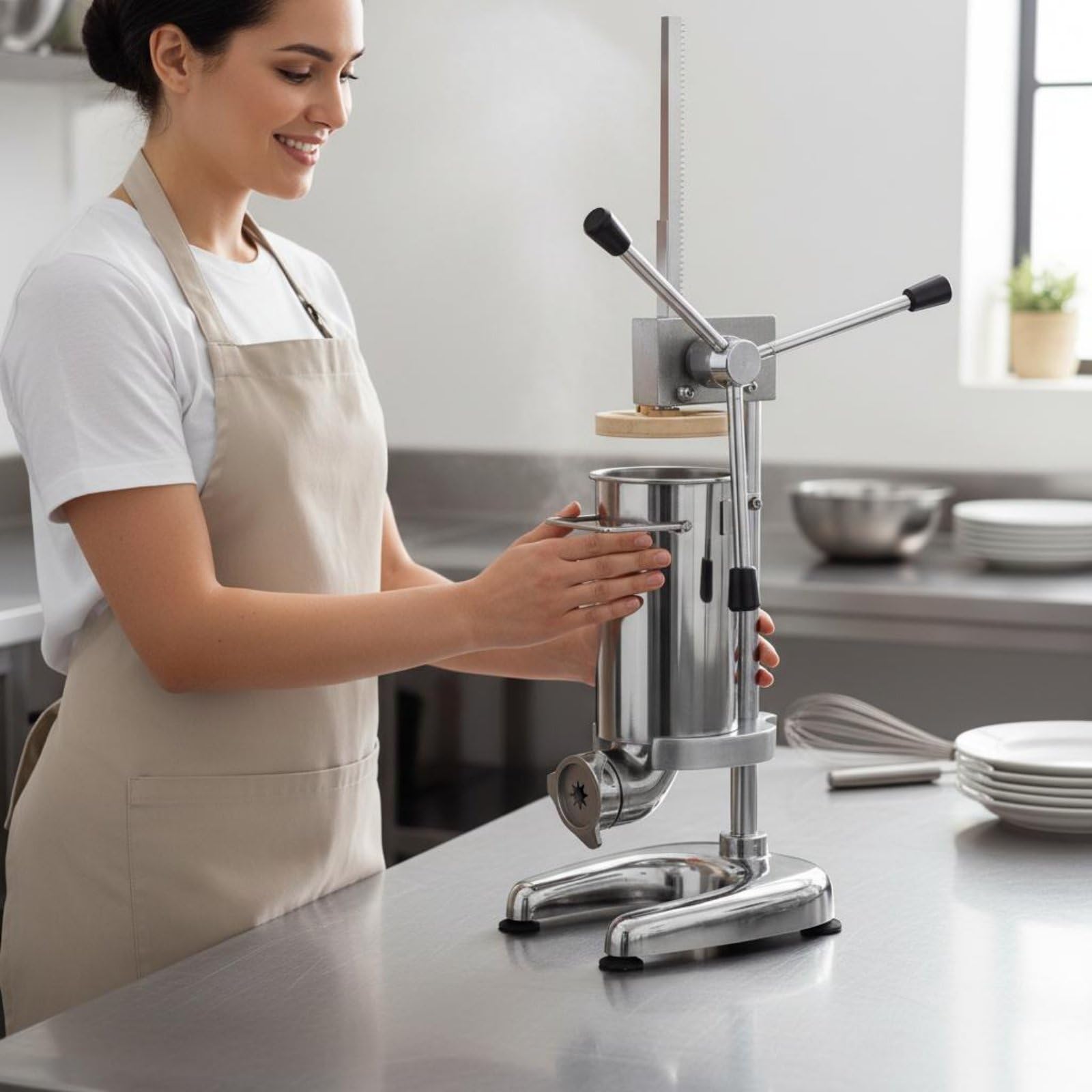 TISHITA de Manual Churro Maker Máquina para Churros Dispensador de Herramienta Profesional de Acero Inoxidable con Formas Intercambiables Adecuada para, 3L