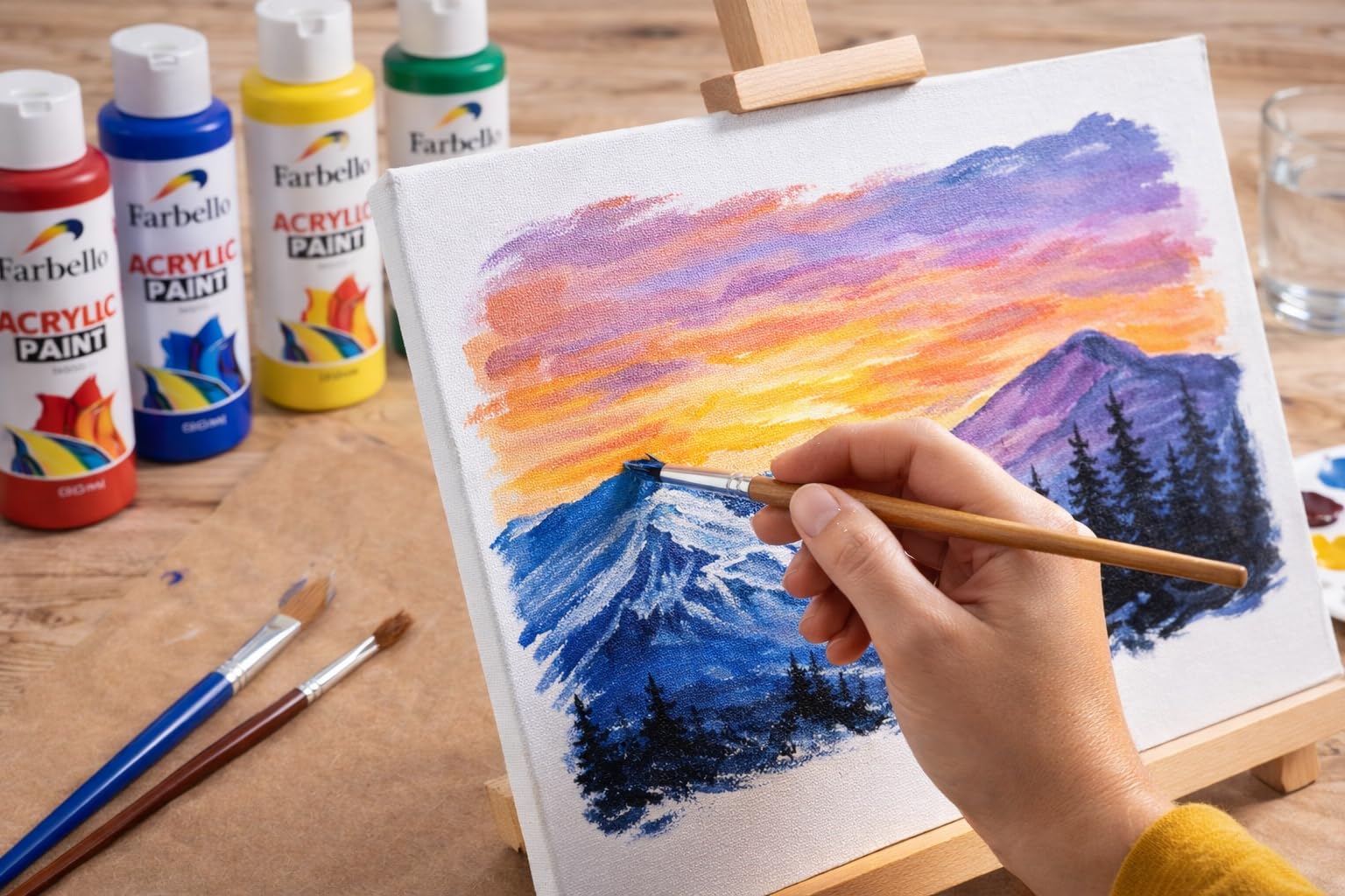 Juego de pinturas acrílicas de 500 ml cada una, a base de agua, resistente al agua y altamente pigmentadas, kit de pintura acrílica profesional para madera, lienzo, tela, piedra, kit de pintura