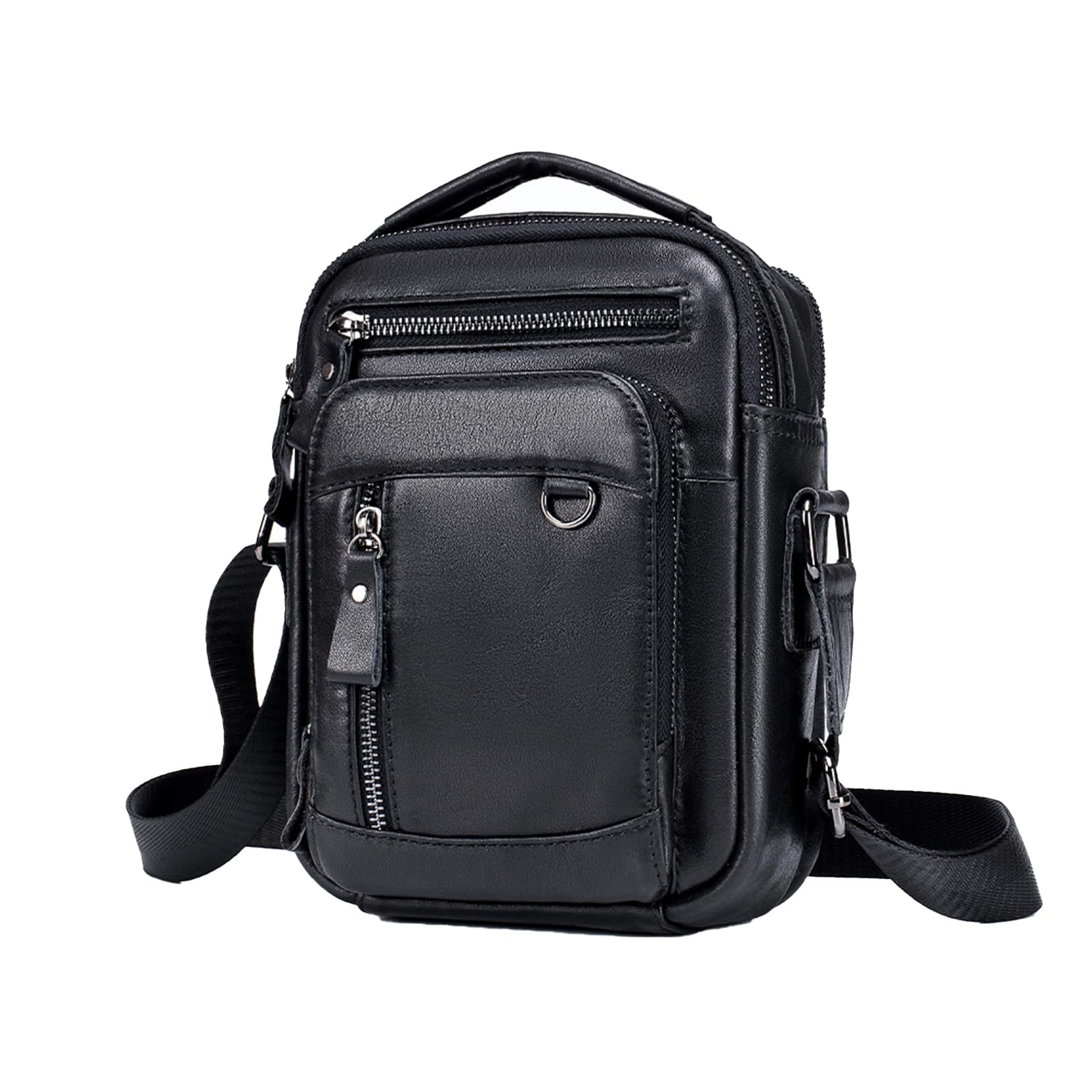 pundarika Bolso de hombro pequeño de cuero genuino para hombre, bolsas de hombre para hombre, bolso cruzado, bolsa de mensajero, correa de hombro ajustable.
