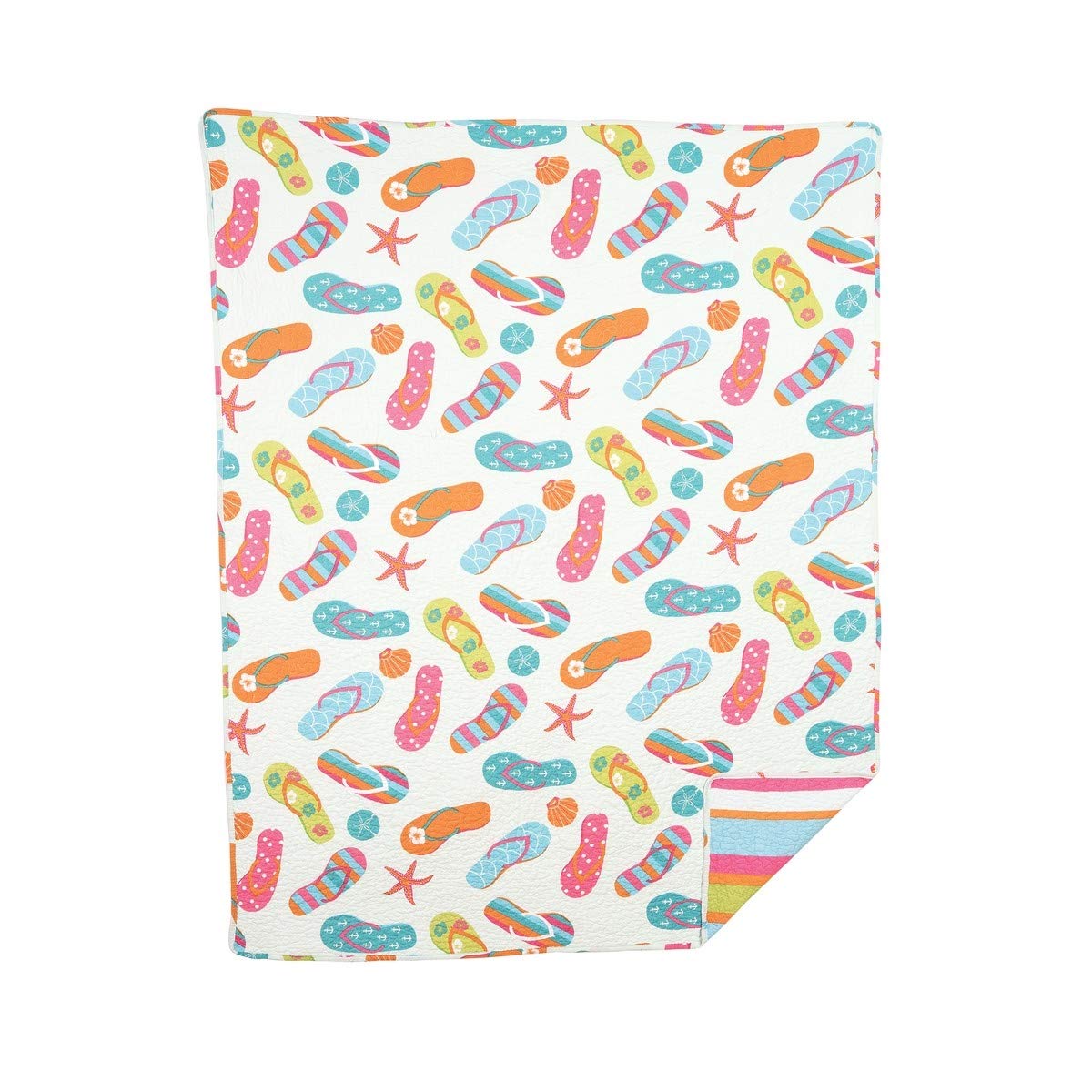 C&F Home Flip Flop Life Multicolored 48 x 60 Inch Cotton Hand Stitched Throw Blanket