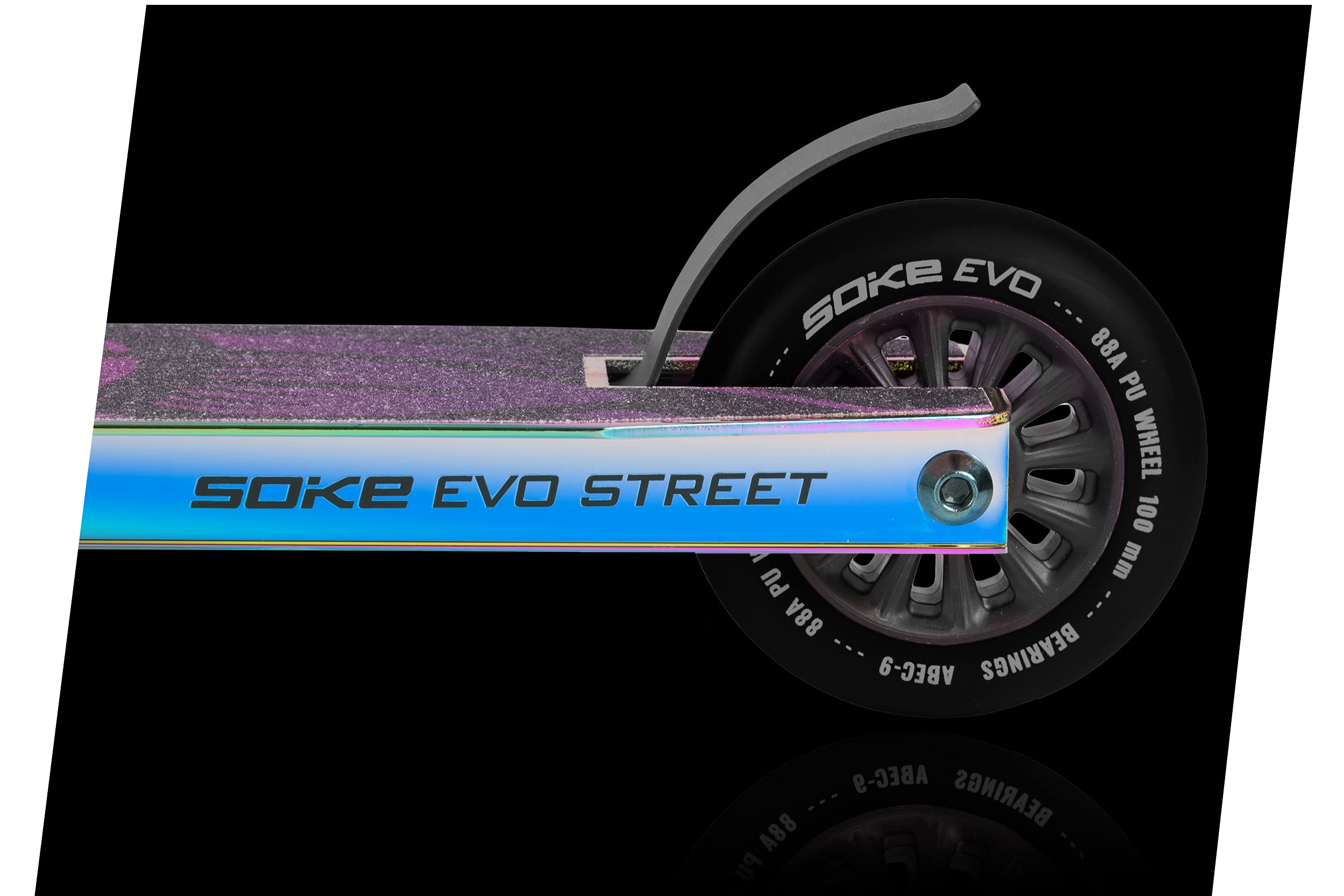 SOKE EVO Street ABEC-9 Stunt | Monopattino acrobatico con ABEC 9 | Kugellager Tretroller Roller Erwachsene und Kinder | 50 cm Breite | Lenker 360° | Klemme mit 3 Schrauben aus Aluminium