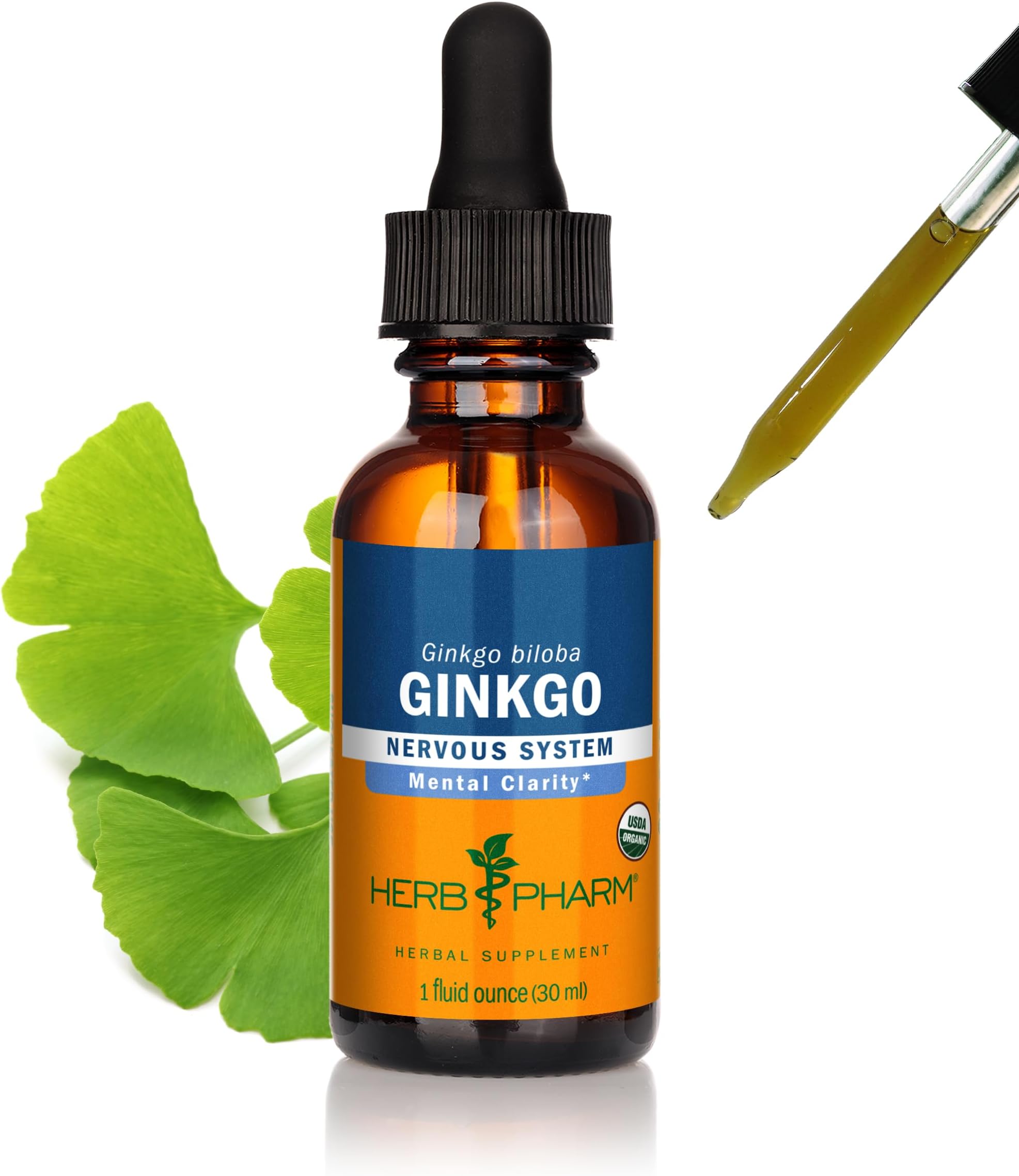 Herb Pharm Certified Organic Ginkgo Liquid Extract for Memory and Concentration - 1 Ounce (781468)