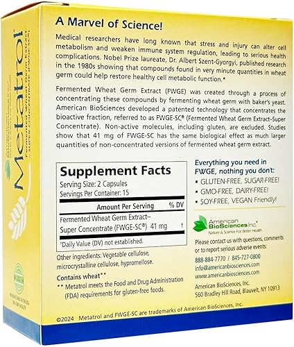 Miniatura 2 de American BioSciences Metatrol Fermentado Extracto de Germen de Trigo - Apoyo inmunológico y mitocondria para una vitalidad renovada y energía