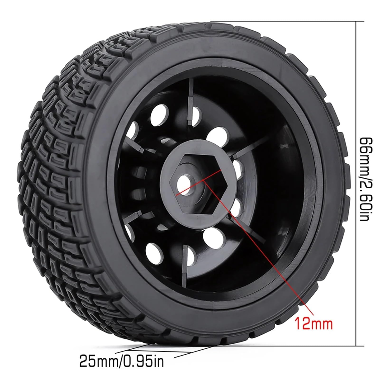 RC Roue Pneus pour Rolly pour HPI WR8 pour HSP 94177 pour WLtoys 1/10 144001 1/14 4 Pièces 12mm Hex 67mm Pneus en Caoutchouc Jante Voiture RC Modifié Remplacer