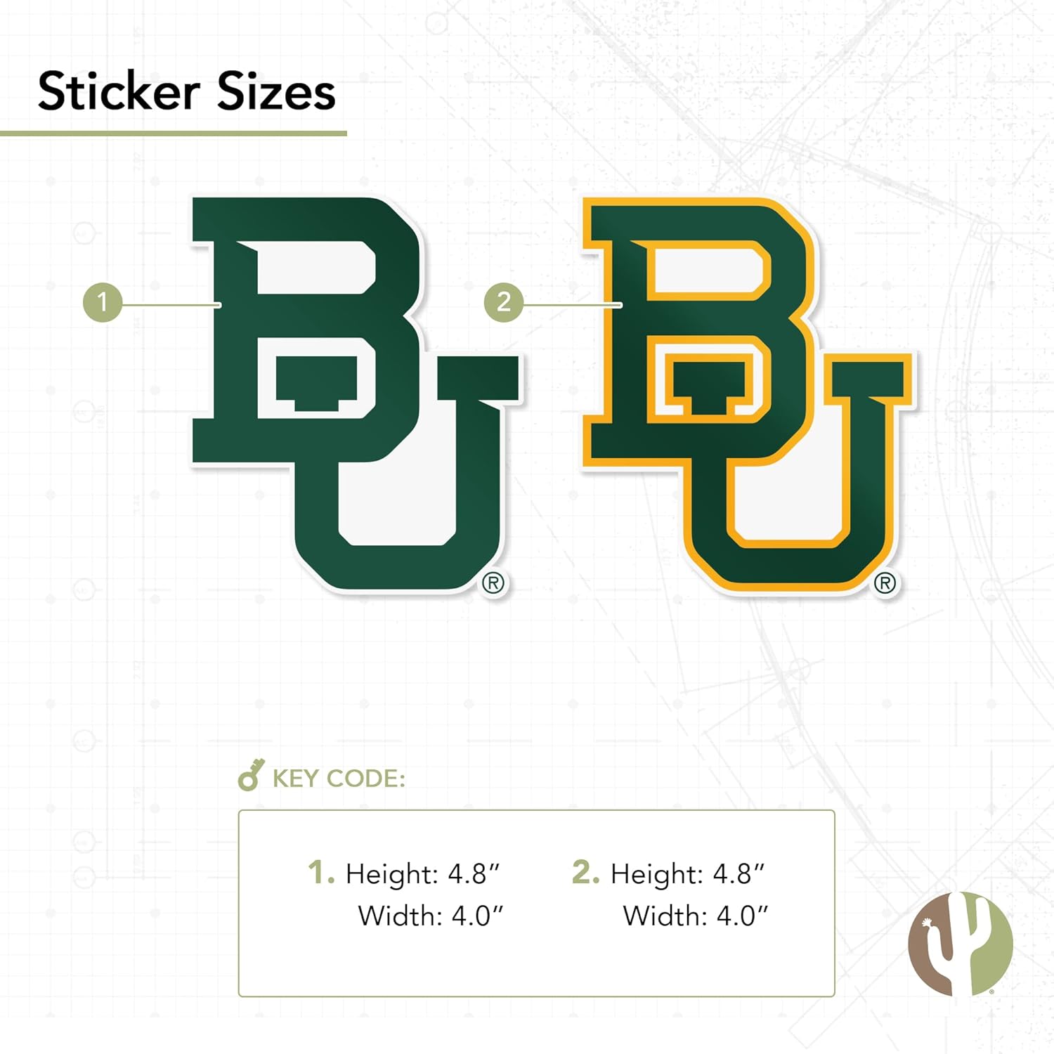 Desert Cactus Baylor University Car Accessories Metal License Plate Frame and Sticker for Front or Rear of Car (Sticker Frame Combo - Alumni)