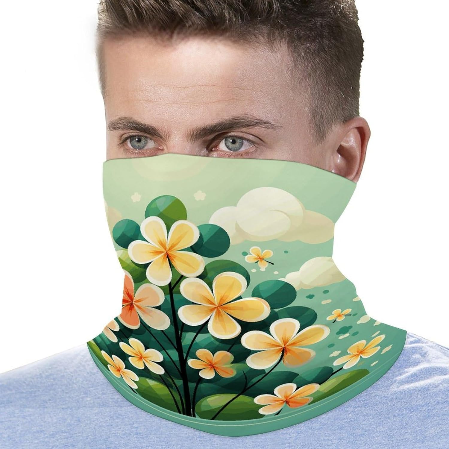 Cartoon Grass Neck Gaiter Bandana Windproof Breathable Face Mask Cover Face Cover Cold Weather Gator Scarf Winter Neck Warmer Gaiter Half Balaclava Scarf Mask for Men Women