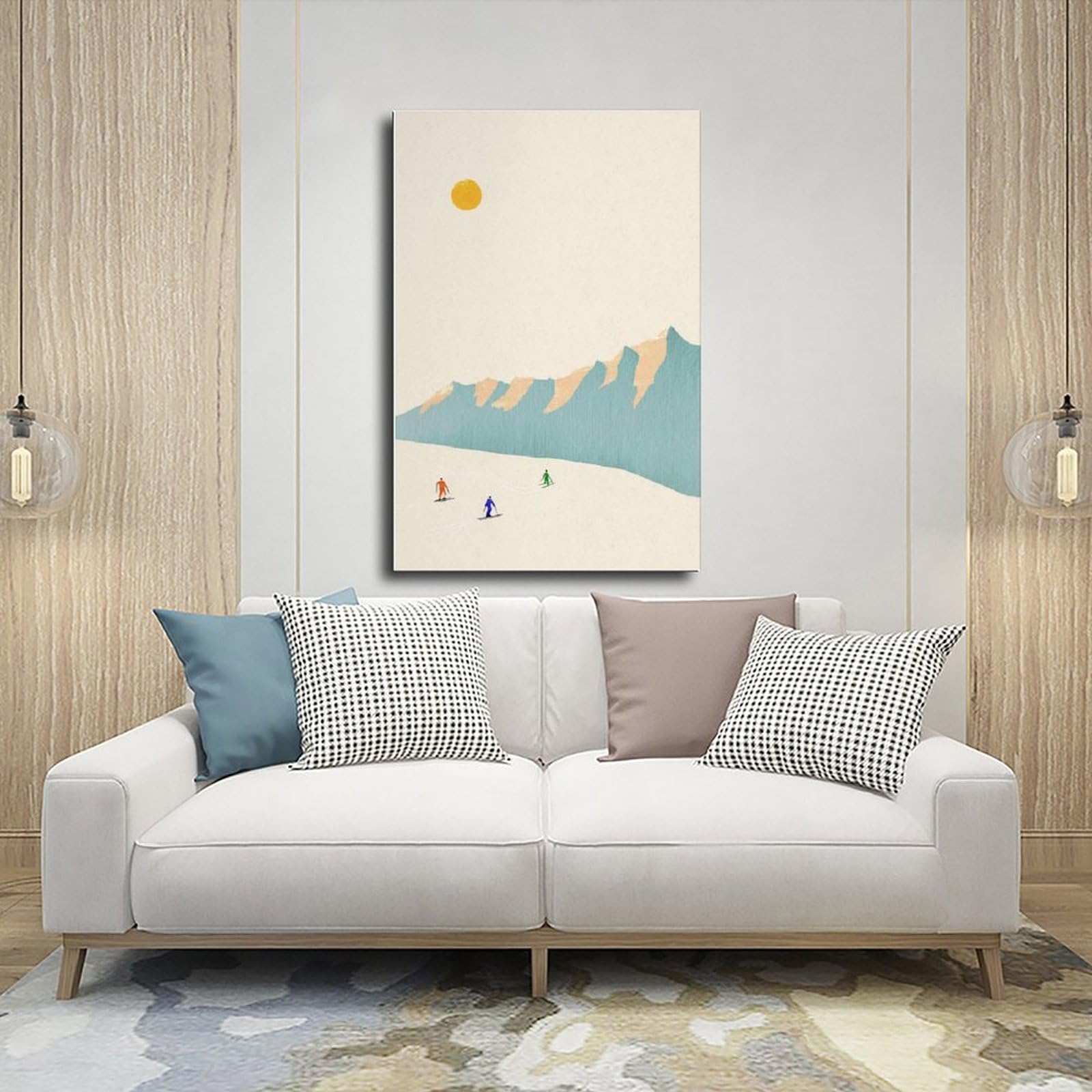 Mountain Skiers - Località sciistica piste da sci su tela poster decorazione camera da letto paesaggio ufficio camera da letto decorazione regalo 61 cm L x 91,4 cm W