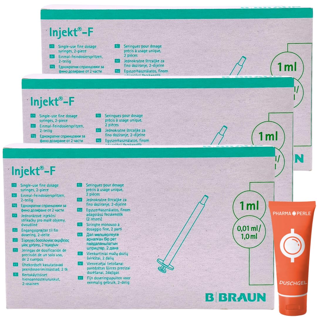 B. BRAUN Injekt-F 1 ml Zweiteilige Einmal-Feindosierungsspritze 3x 100 St I Für Klinik, Praxis, Labor I zur Injektion, Aspiration, Infusion, Ernährungstherapie I Spar-Set plus Pharma Perle give-away