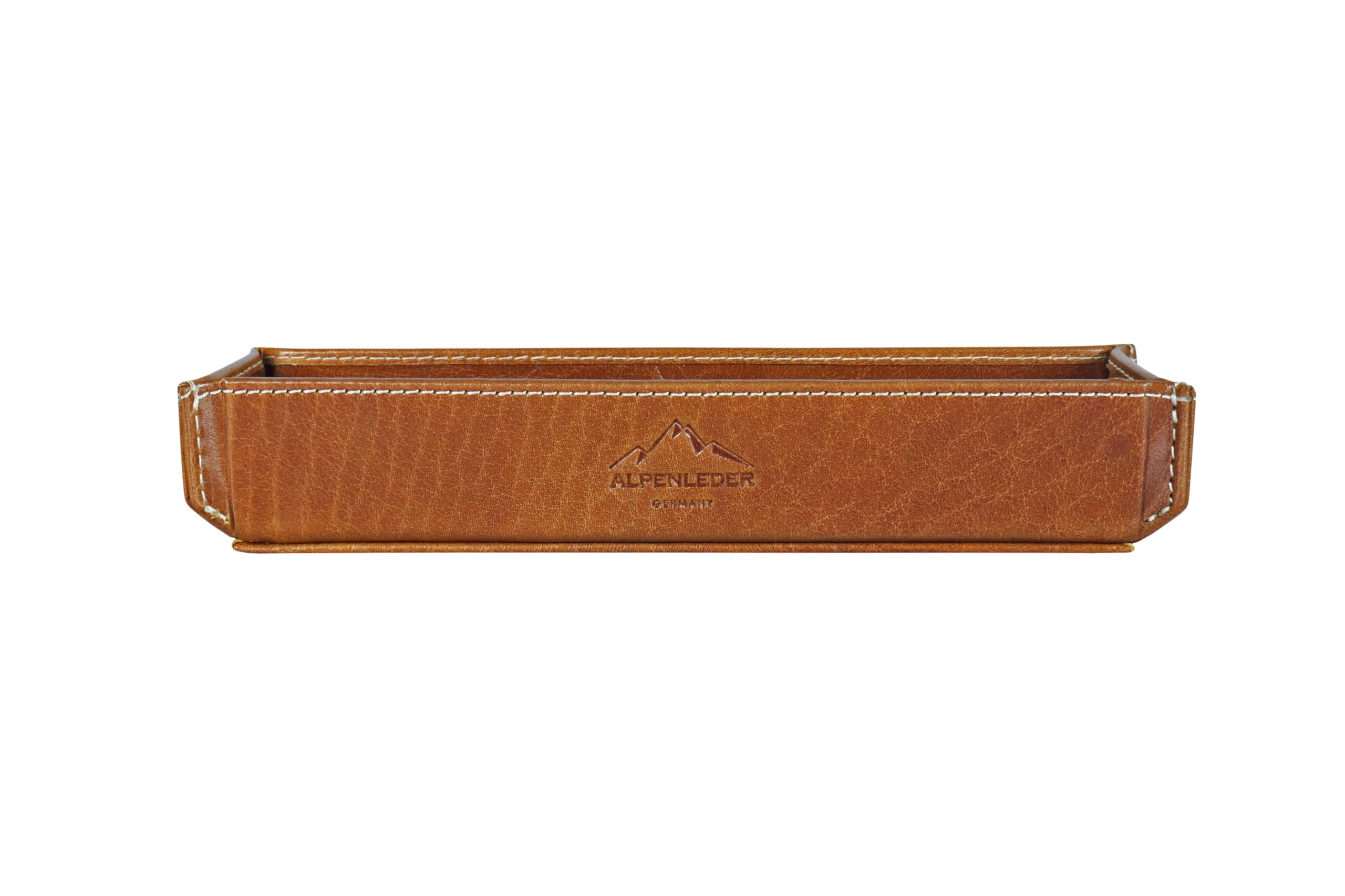 Alpenleder Stifteschale - Modell: ZENTA (Handgefertigt) - Nachhaltiges Bio-Leder aus regionaler Landwirtschaft | Stifteköcher leder *Fair Produziert* (19x4cm) (Cognac)