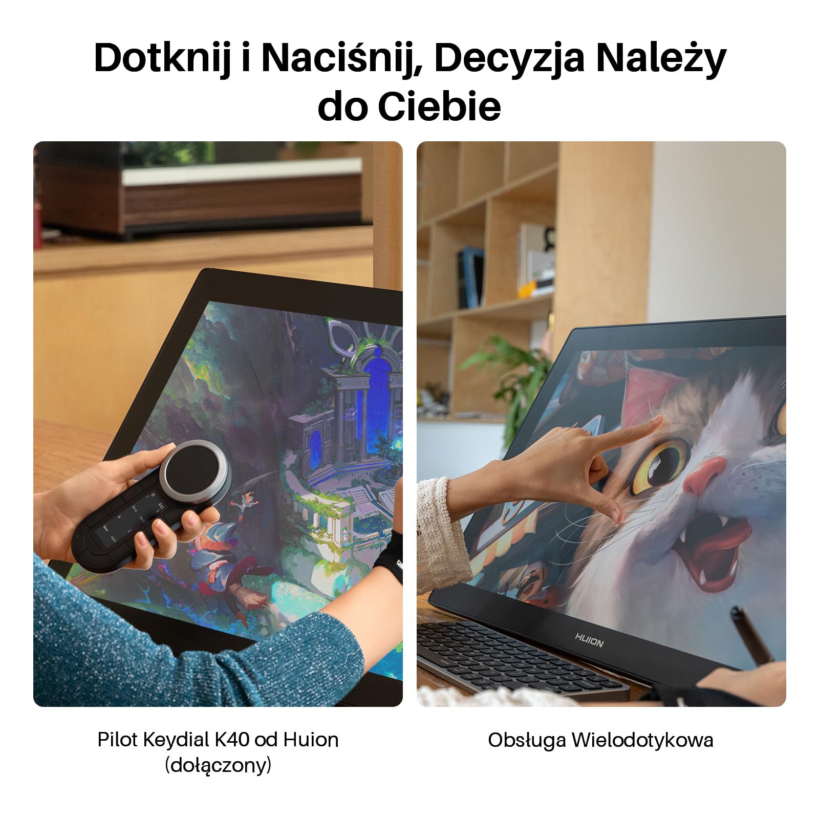 Huion Kamvas Pro 24 (gen 3) Tablet Graficzny z Ekranem, 23,8" 4K UHD, PenTech 4.0, 99% Adobe RGB, Dwa Pióra 16384 Poziomy, Bezprzewodowy Keydial