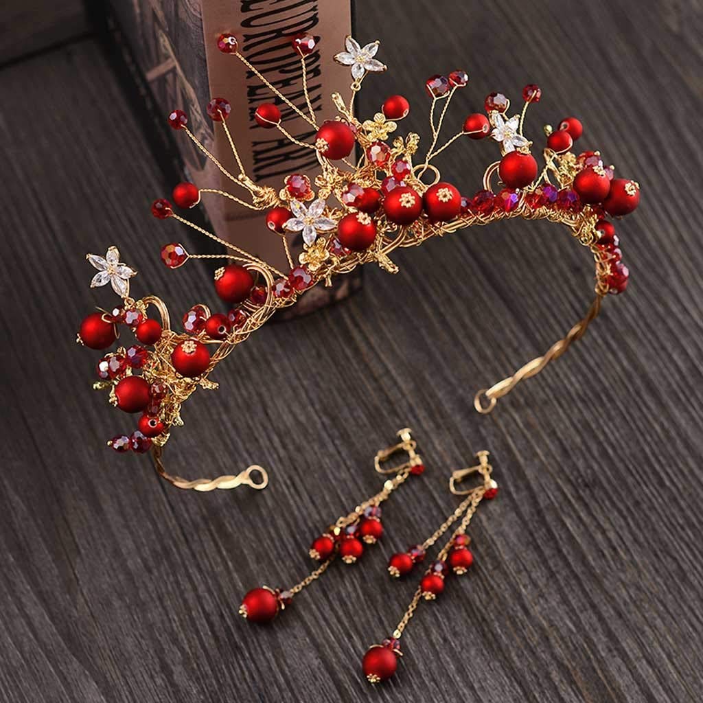 Accesorios para el cabello de novia con flores de oro y perlas