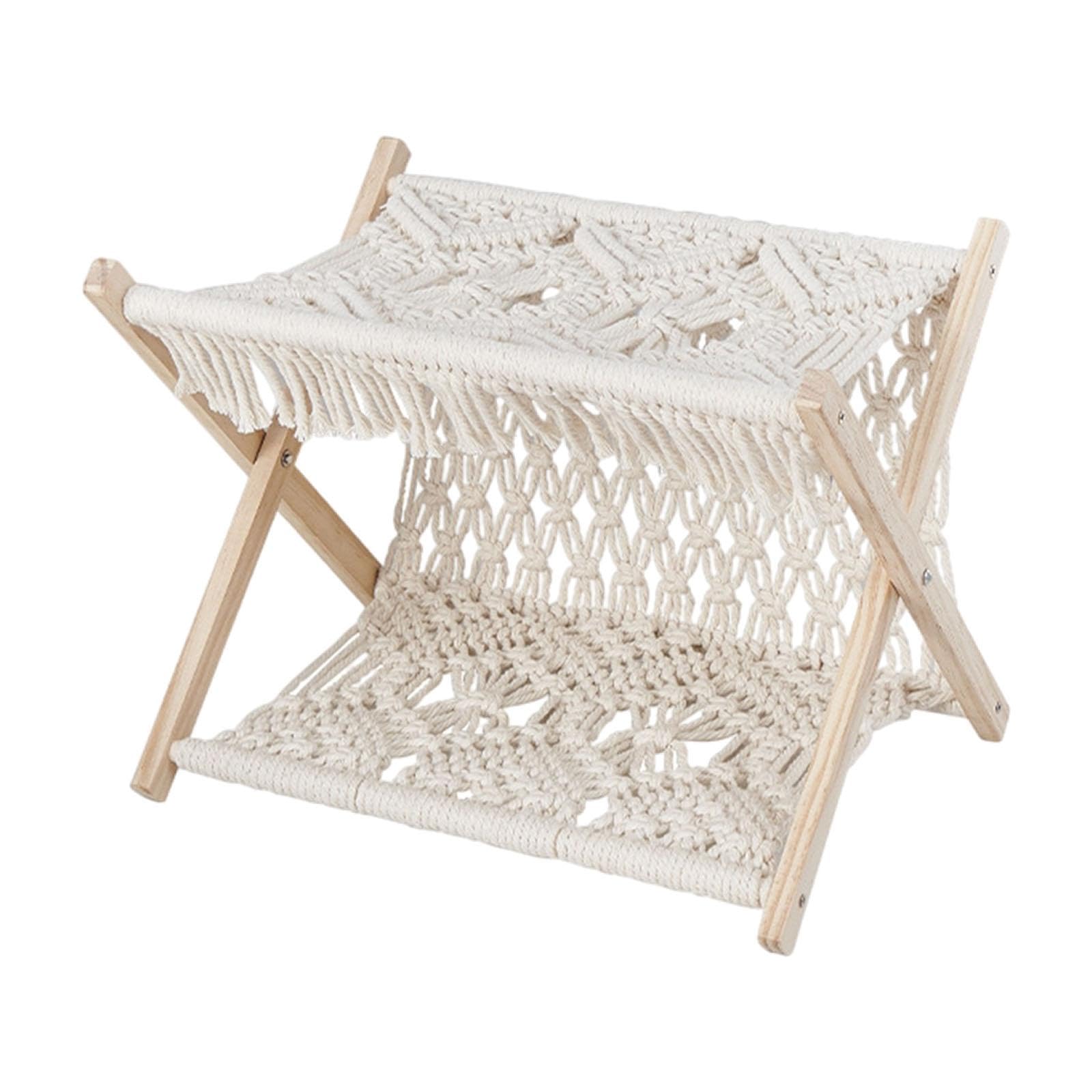 Macrame Rack Folding Boho Storage Holder for Office Dorm Essentials 34x24x25cm|1 Neck Support Cushion| Racks| Household Supplies & Cleaning-picture-29