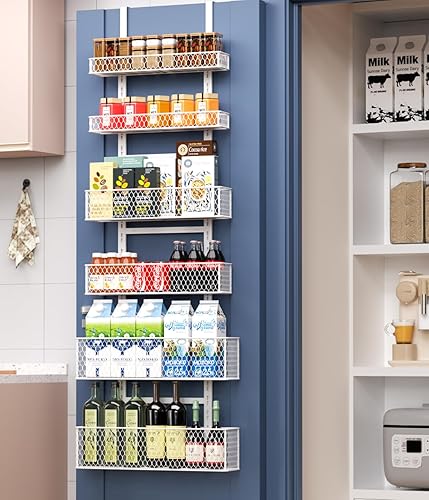 Organizador de despensa de 6 niveles para colgar sobre la puerta, estante de especias colgante con cesta ajustable, estantes para colocar sobre la disponible en Yaxa Costa Rica