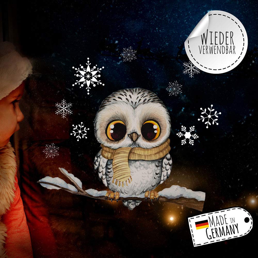 4 XL Fensterbilder Winter & Weihnachten – Statisch Haftend, Wiederverwendbar, Mit Personalisiertem Namen