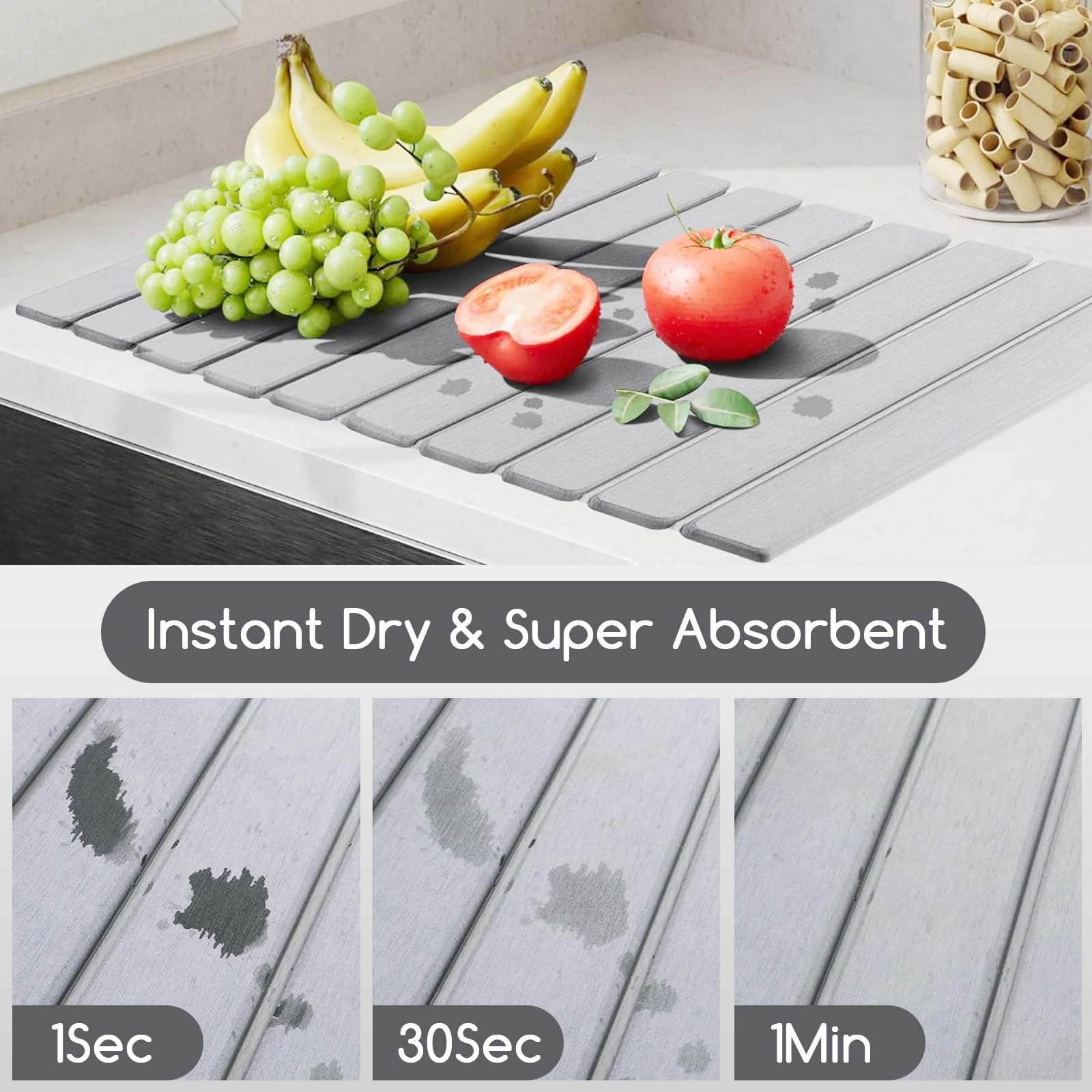 Large Stone Dish Drying Mats for Kitchen Counter, 24