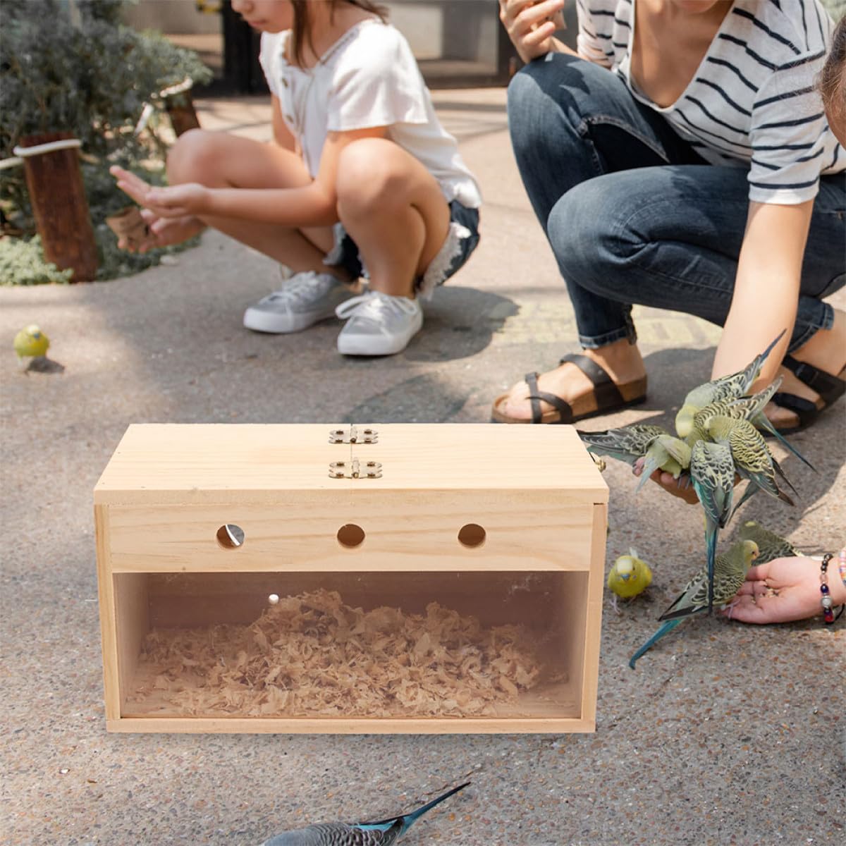 Cabilock Caja de Madera para Nidos de Pajaros Agapornis Diseño Práctico y Seguro, Adecuado para Cría de Periquitos en Decoración Interior y Exterior