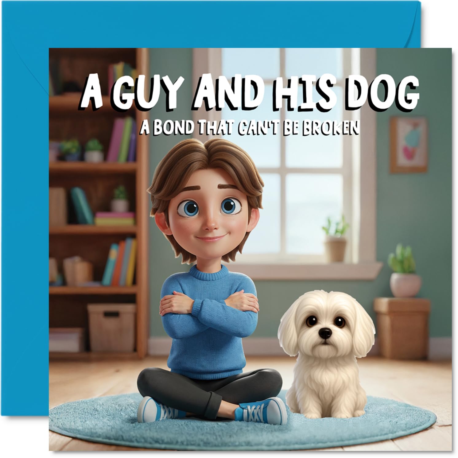 Maltese Birthday Card for Men - A Guy and His Dog - Happy Birthday Card for Men, 145mm Male Greeting Cards