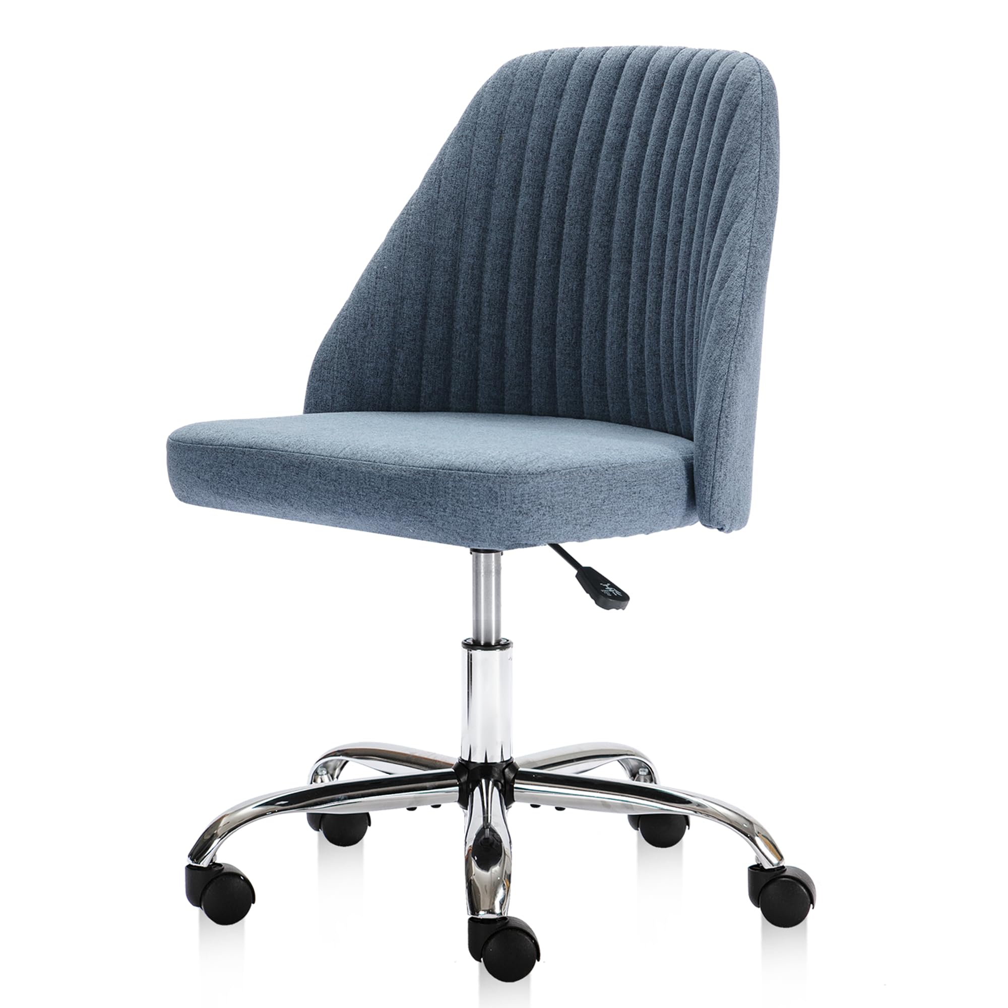 Home Office Chair, Comfy Desk Chair Roliing Vanity Swivel Task Chairs with Wheels, Wide Seating Armless Height Adjustable Computer Chairs for Bedroom,