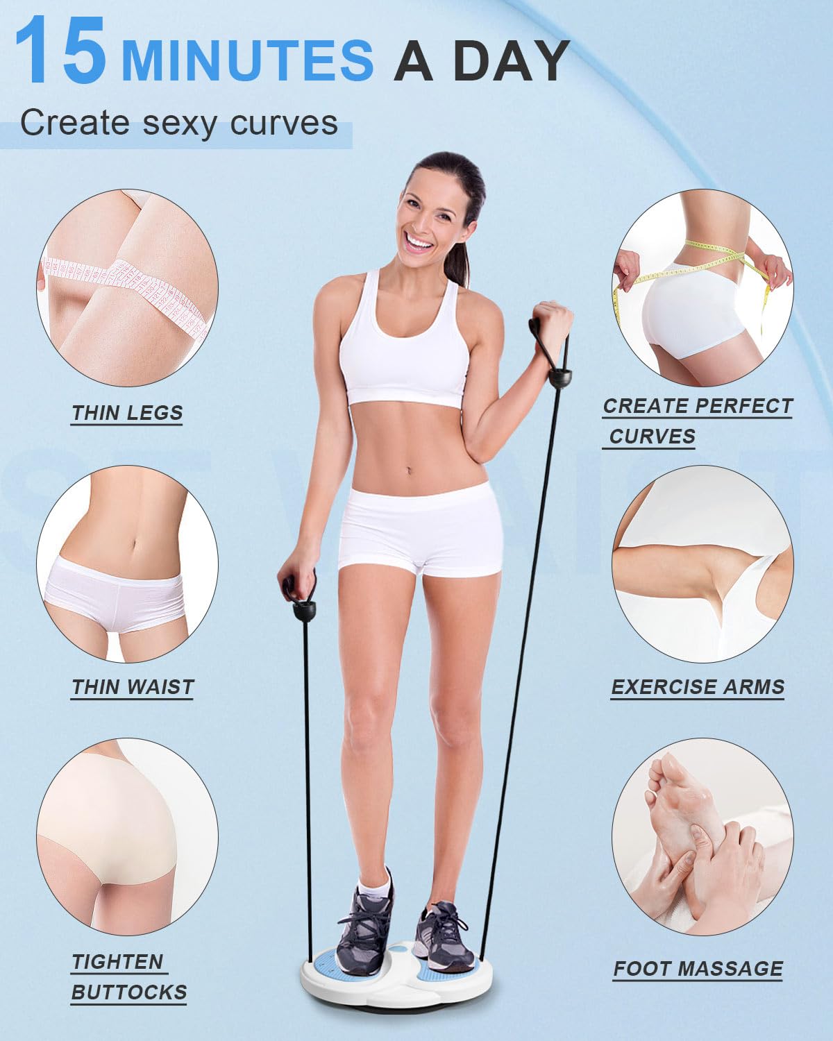 MAIKEHIGH Twist Disque de Taille, Taillentwister Disque de Torsion Fitness Maison avec Corde de Traction Multifonctionnel Massage des Pieds Corps Twist Waist Disc Board - Bleu